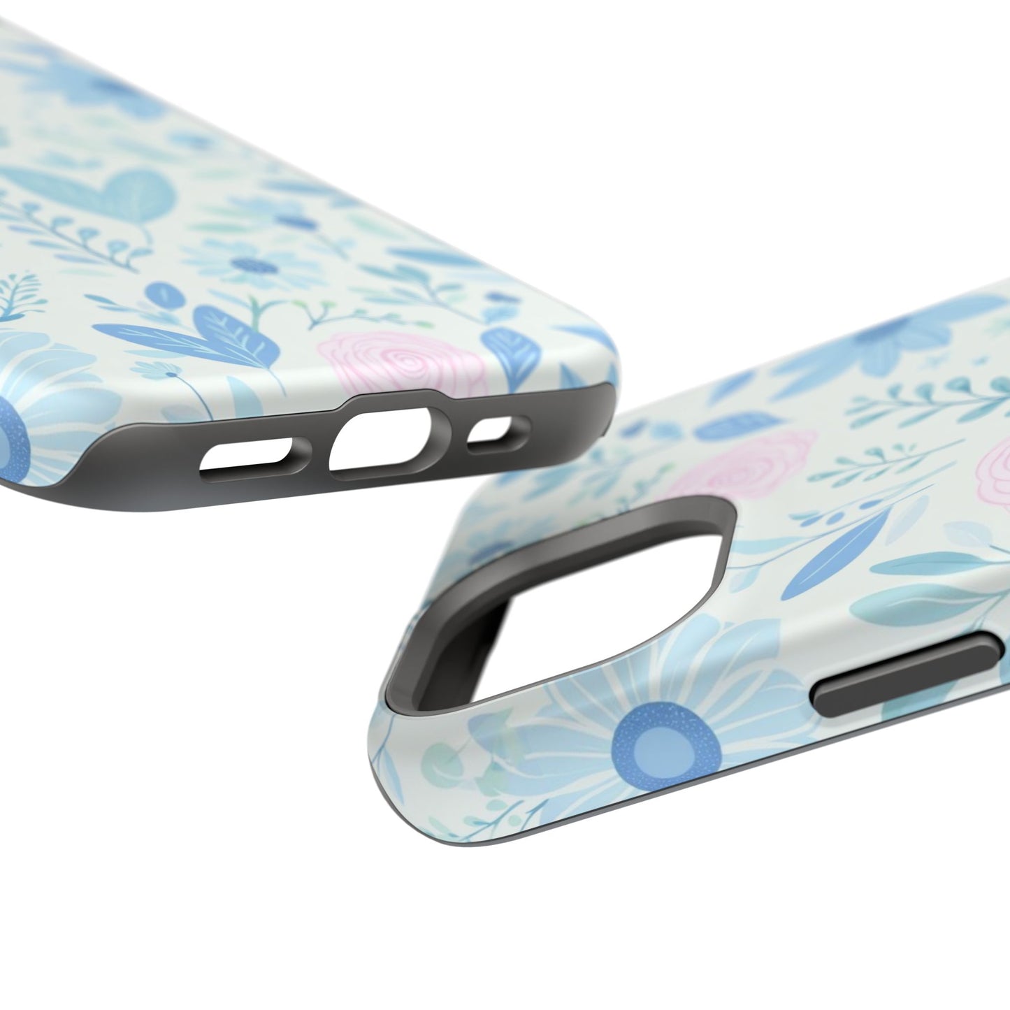 Floral Pastel Magnetic Impact Phone Case — Blue & Pink Botanical Design