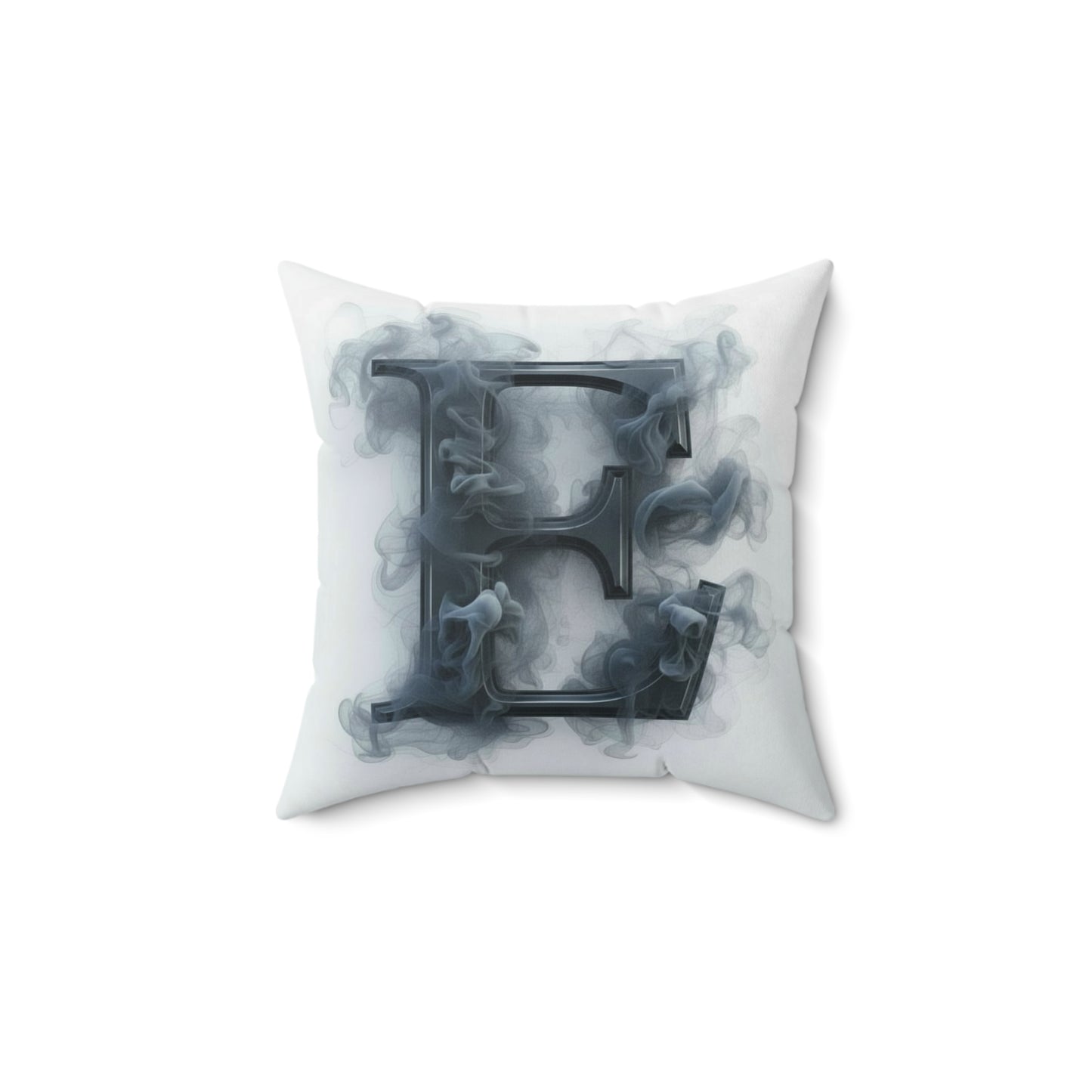 Letter E Smoke Monogram Pillow — Decorative Polyester Throw Pillow