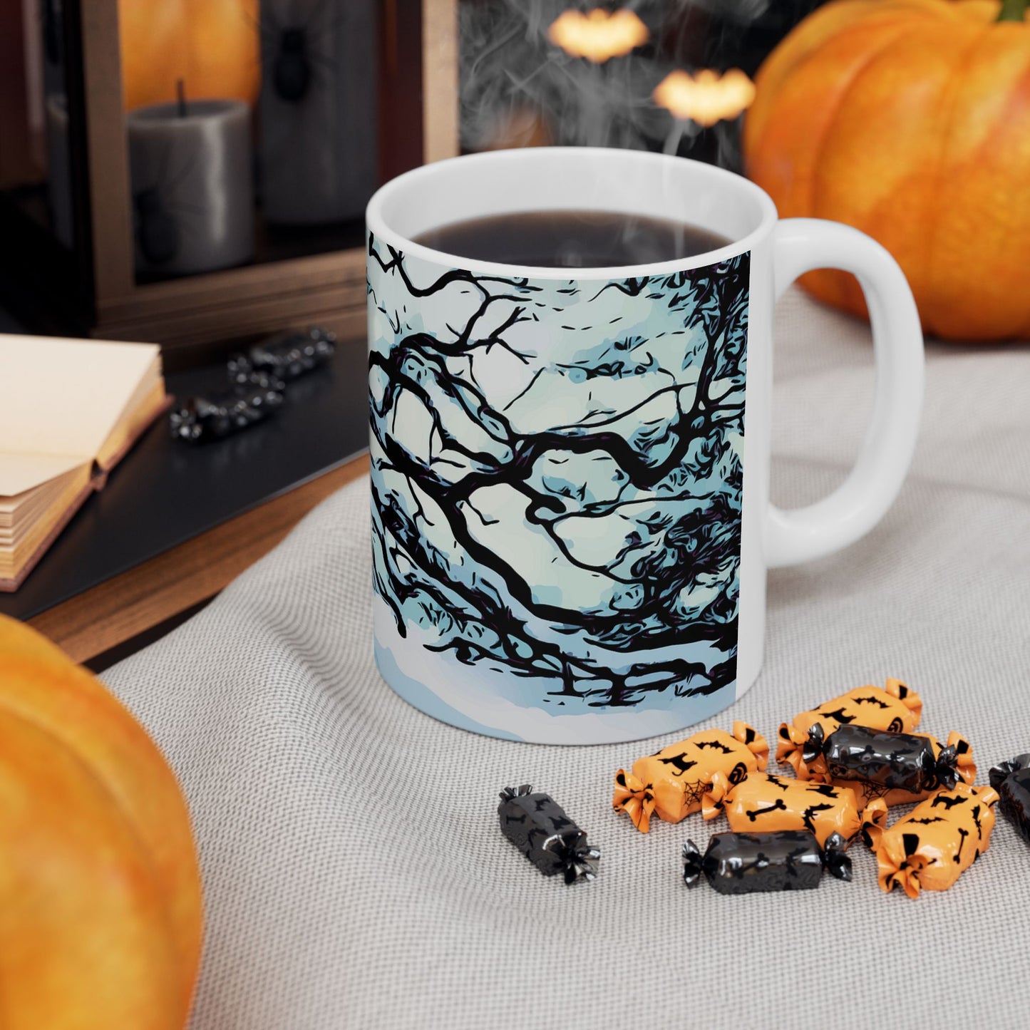 Winter Oak Tree Ceramic Mug — Scenic Snowy Tree Coffee Cup (11oz, 15oz)