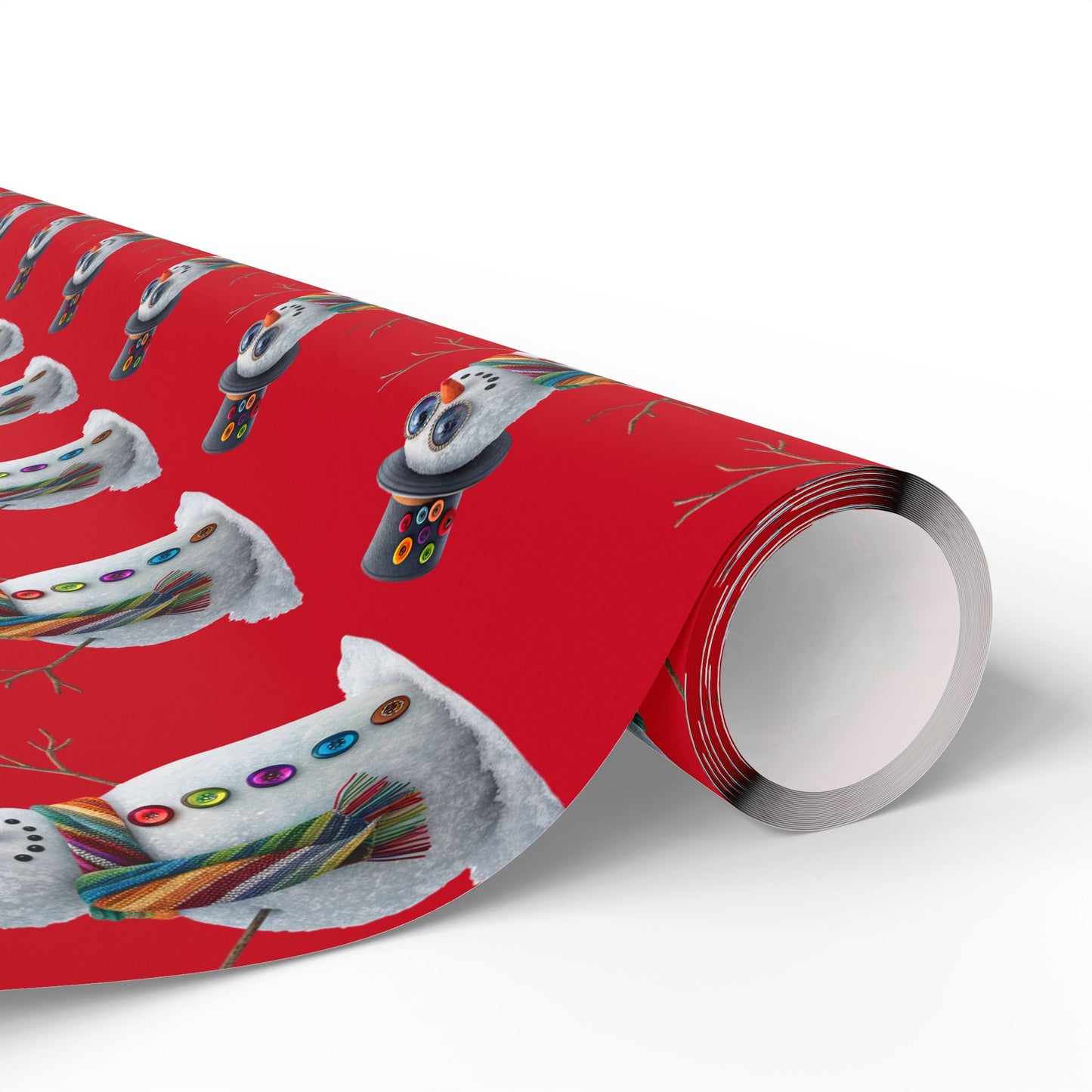 Red Snowman Wrapping Paper Roll – Festive Holiday Gift Wrap with Cute Snowmen Pattern