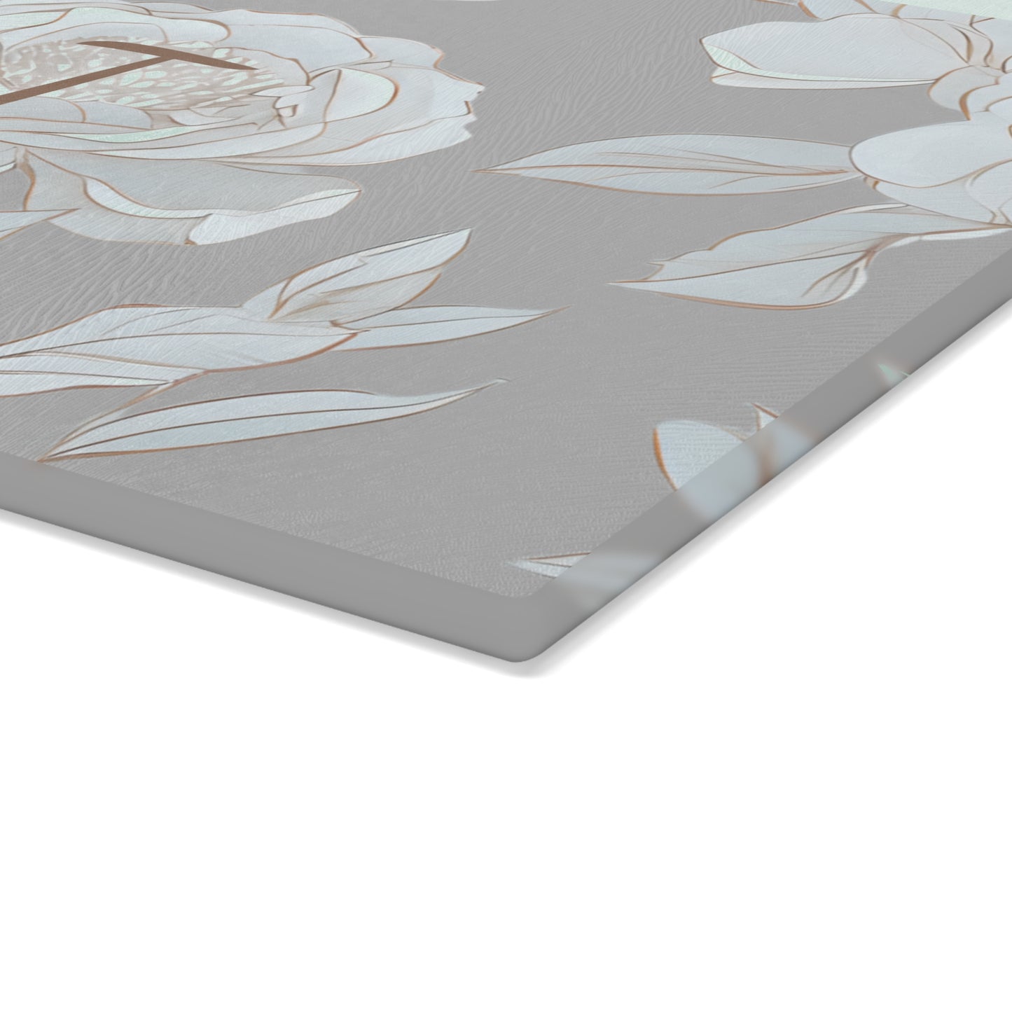 Personalized Floral Glass Cutting Board Letter I
