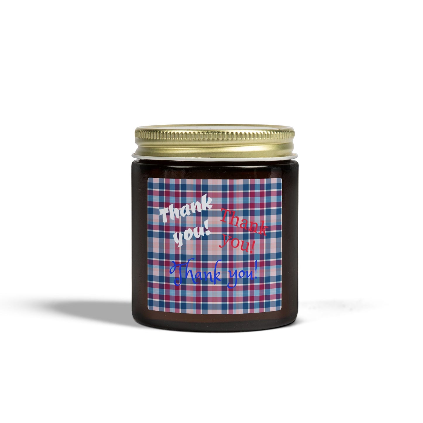 Thank You Plaid Candle — Coconut Apricot Scented Jar (4oz/9oz)