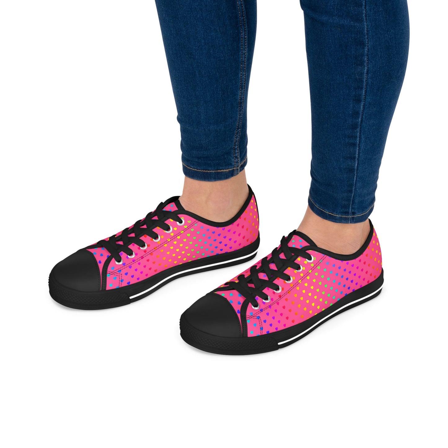 Low Top Sneakers — Pink Gradient Polka Dot Casual Shoes for Women