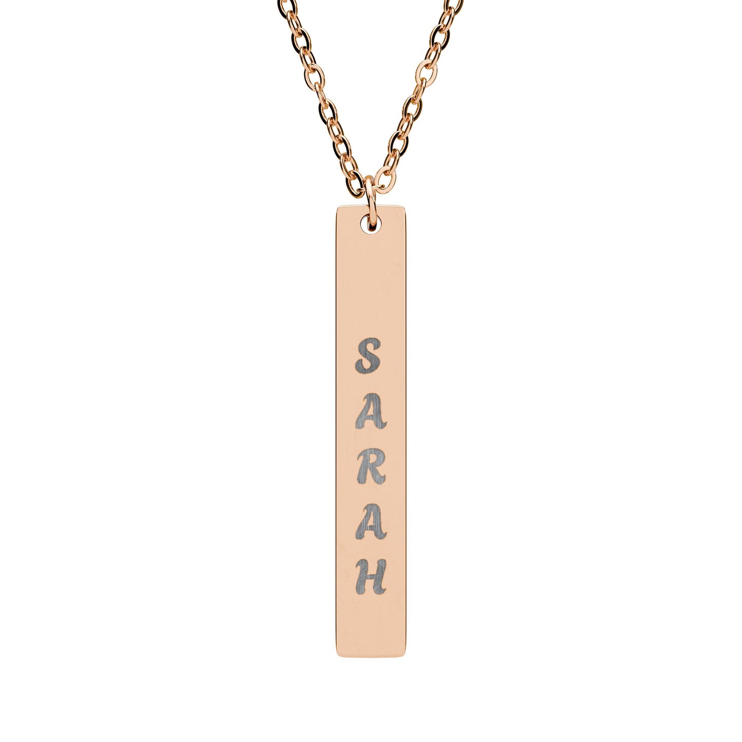 Personalized Vertical Bar Necklace — Engraved Name Pendant