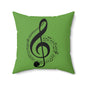 Musical Notes Decorative Pillow, Ideal Gift for Musicians, Green Music Theme Cushion for Home Decor, Bedroom, Living Room