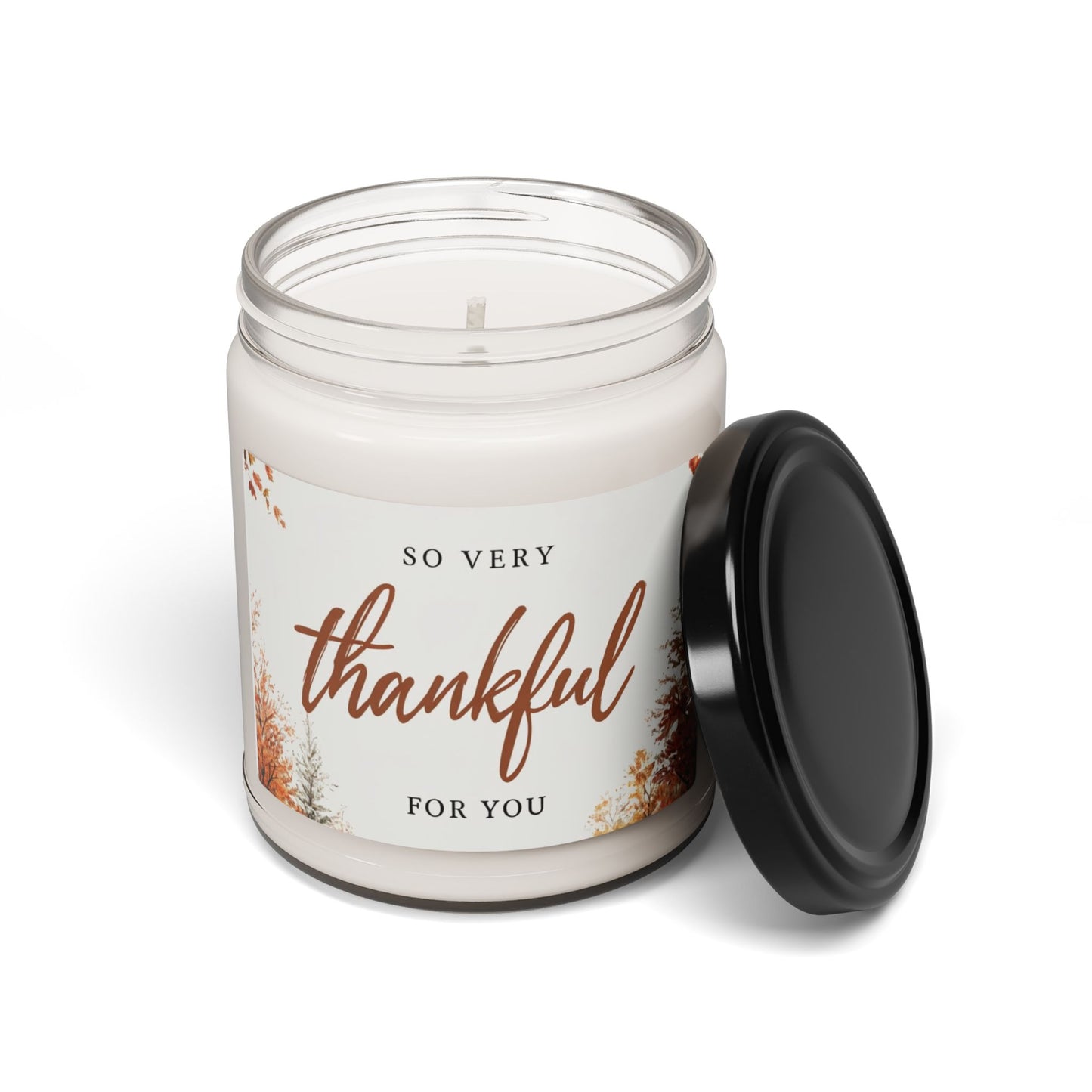 Thankful Soy Candle — 'So Very Thankful for You' 9oz Scented Jar (Autumn Gift)