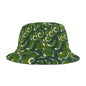 Green Swirl Pattern Bucket Hat – All-Over Print Casual Sun Hat