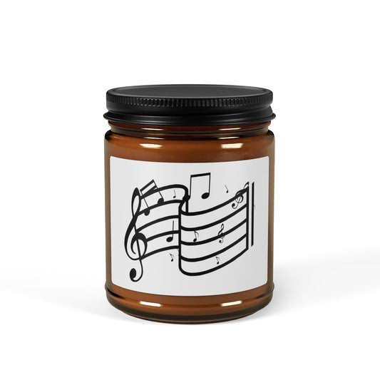 Musical Notes Soy Candle — Amber Jar Scented Candle for Music Lovers