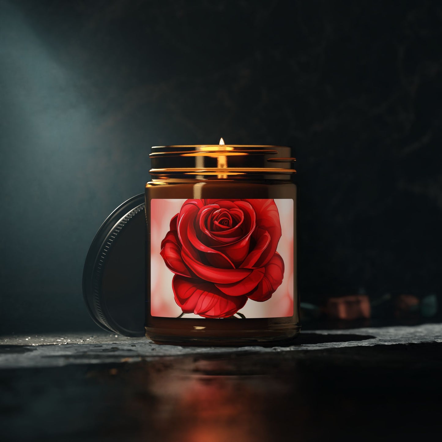 Rose Scented Soy Candle — Amber Jar (Multiple Sizes)