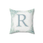 Monogram R Floral Throw Pillow - Pastel Green Decorative Accent