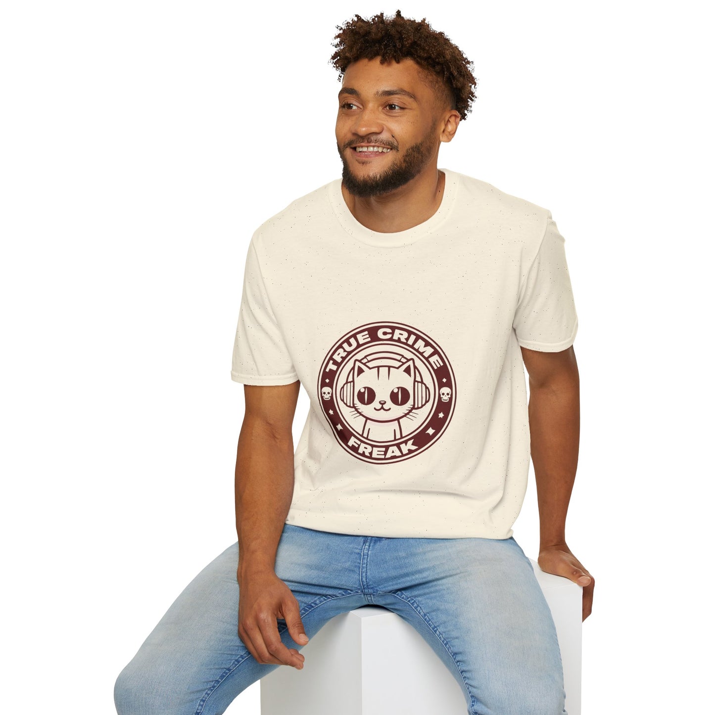 True Crime Freak Cat T-Shirt – Cute Kitty Badge Tee for True Crime Fans