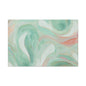 Abstract Green Marble Canvas Print — Teal & Coral Swirl Wall Art