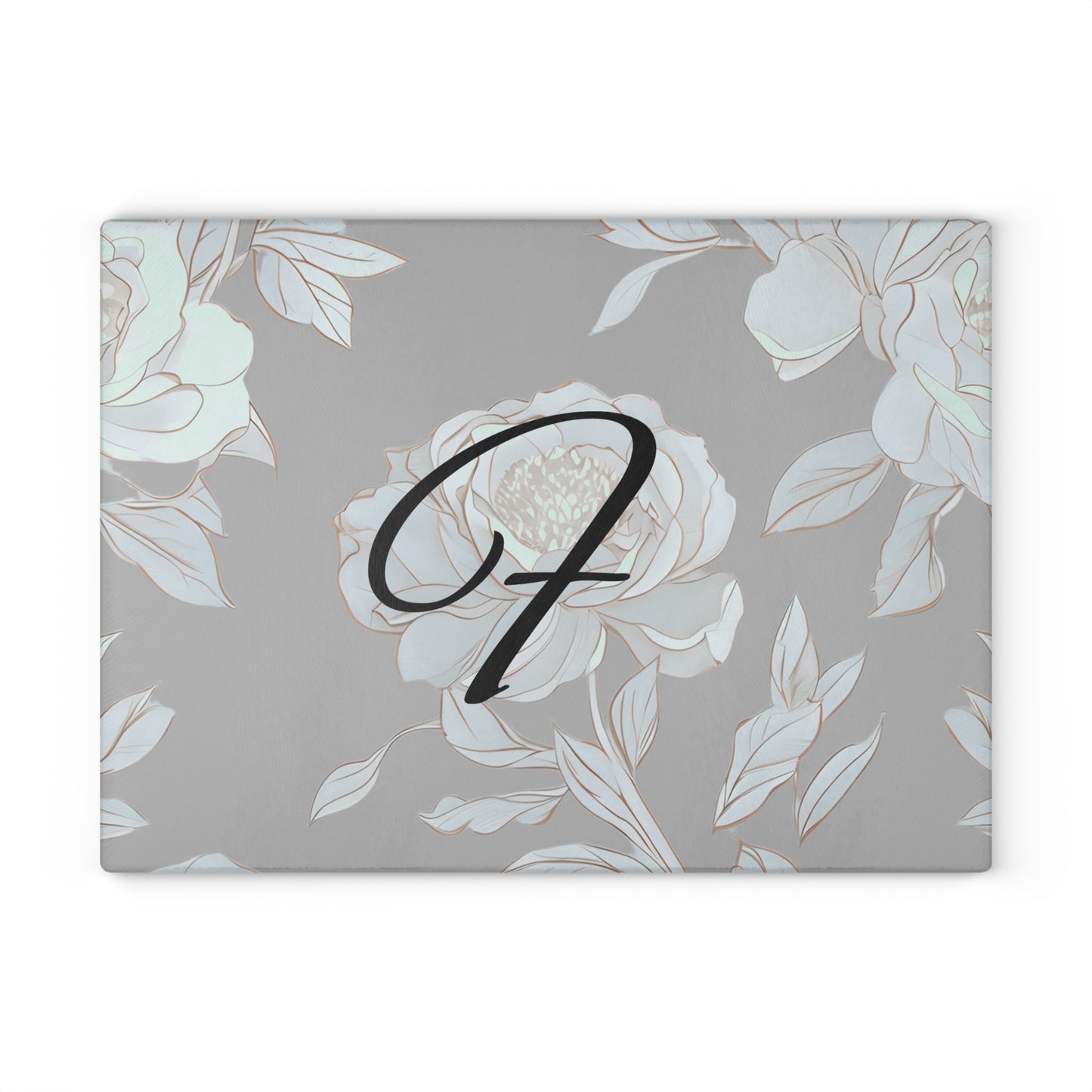 Personalized Floral Glass Cutting Board, Wedding Gift, Kitchen Decor, Unique Gift for Her, Housewarming Present