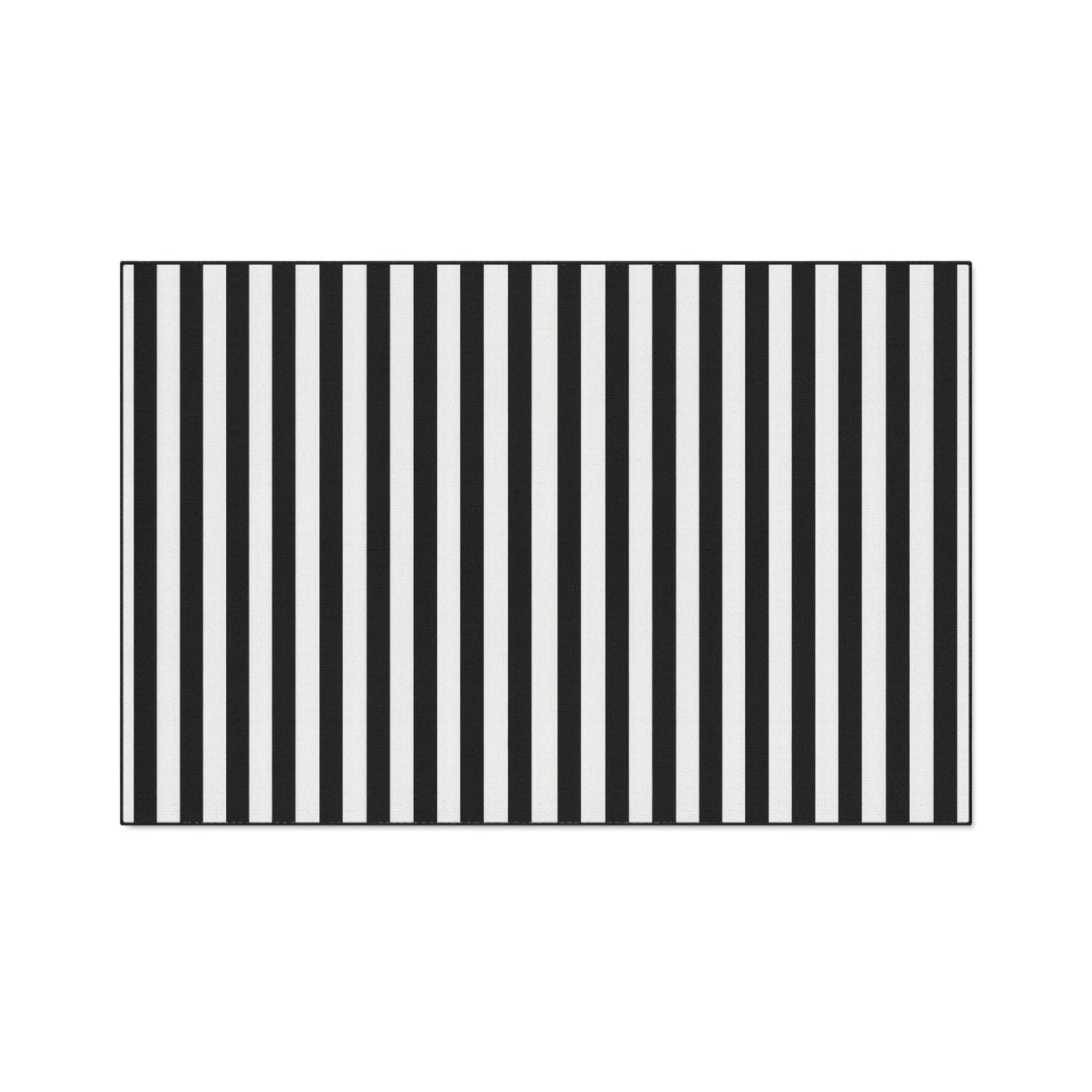 Black & White Striped Heavy Duty Floor Mat — Durable Entrance Rug for Home, Office & Garage