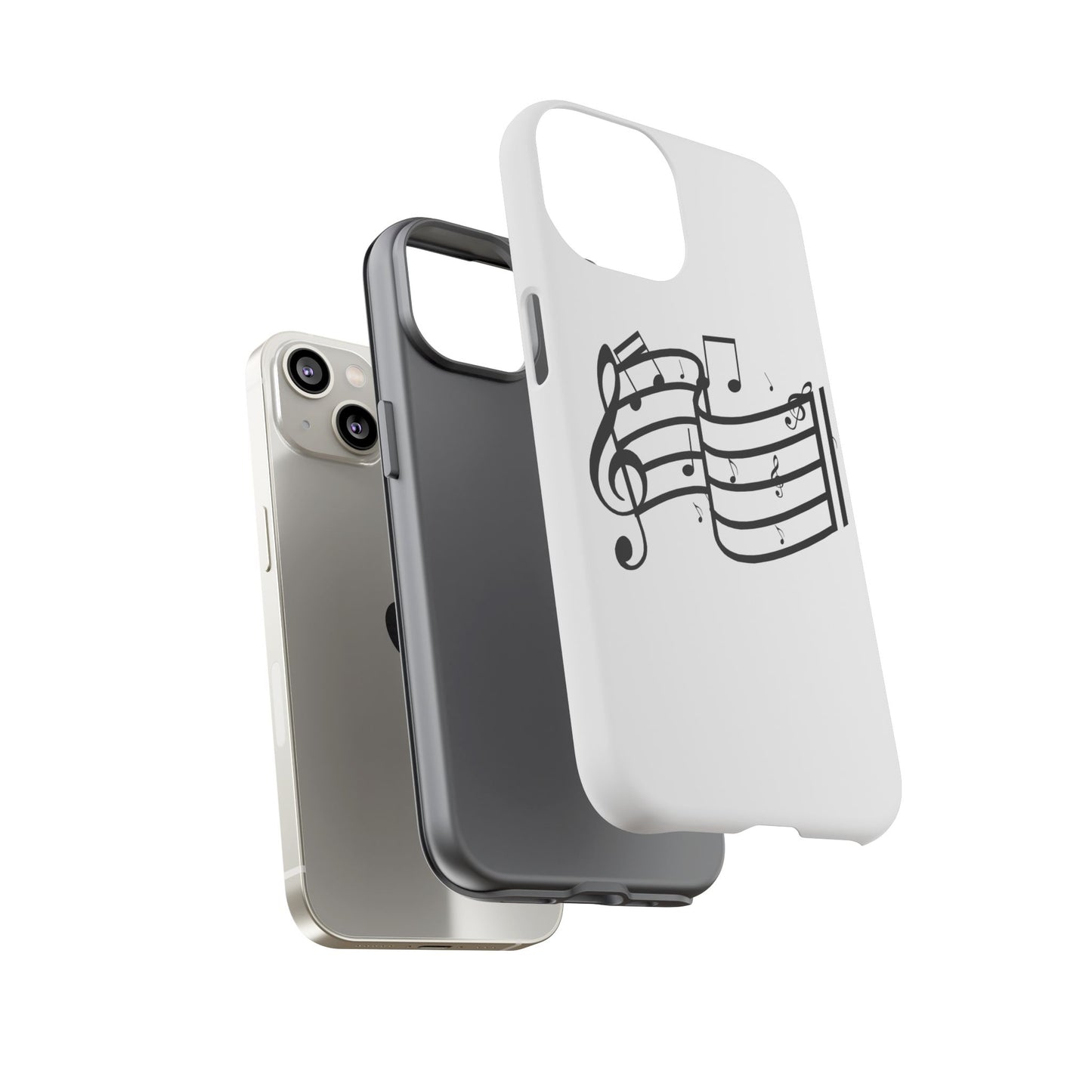 Musical Notes Phone Case — Black Treble Clef Music Staff Tough Case