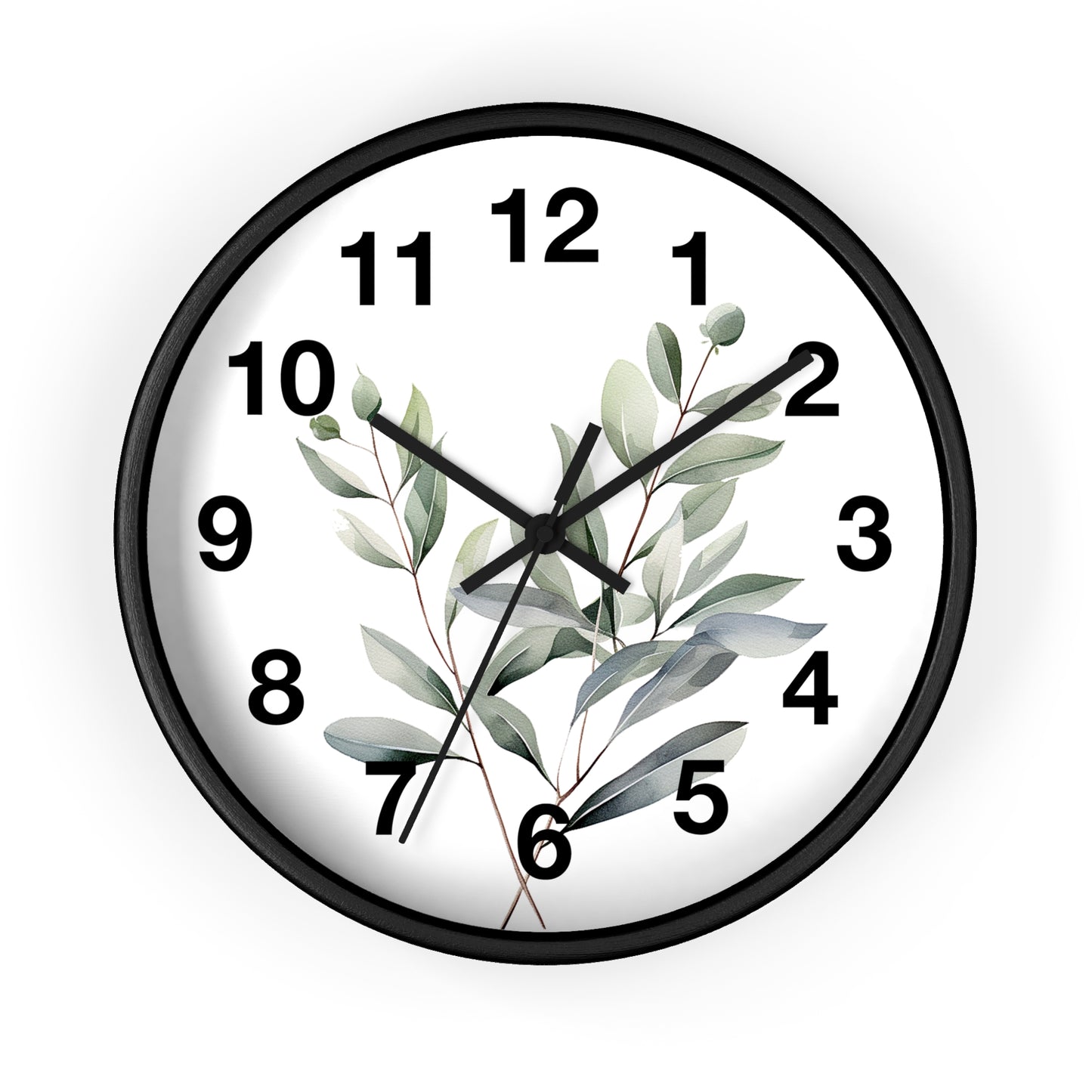 Botanical Wall Clock — Minimal Greenery Clock for Living Room & Bedroom