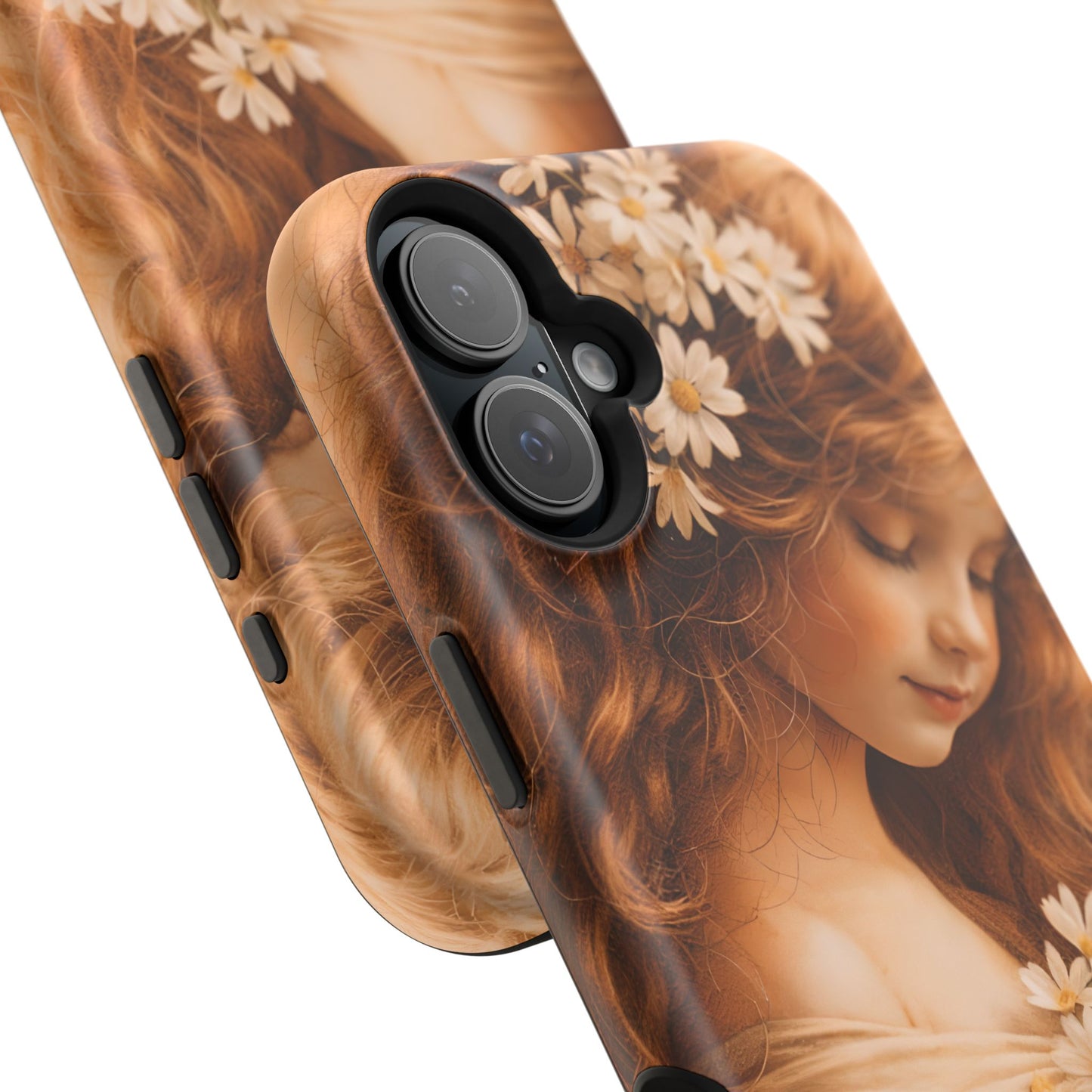 Vintage Floral Girl Magnetic Impact Phone Case — Protective iPhone Cover with Sepia Art