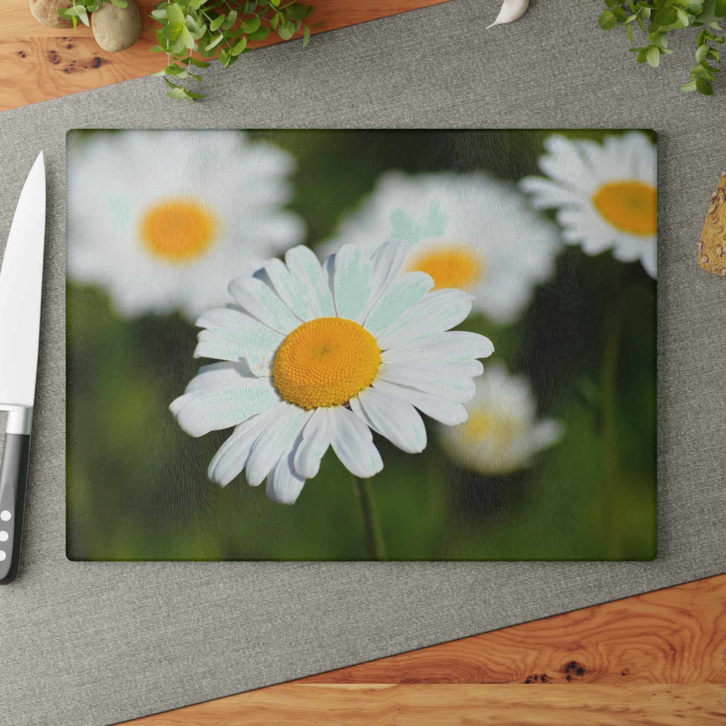Charming Floral Glass Cutting Board - Kitchen Decor