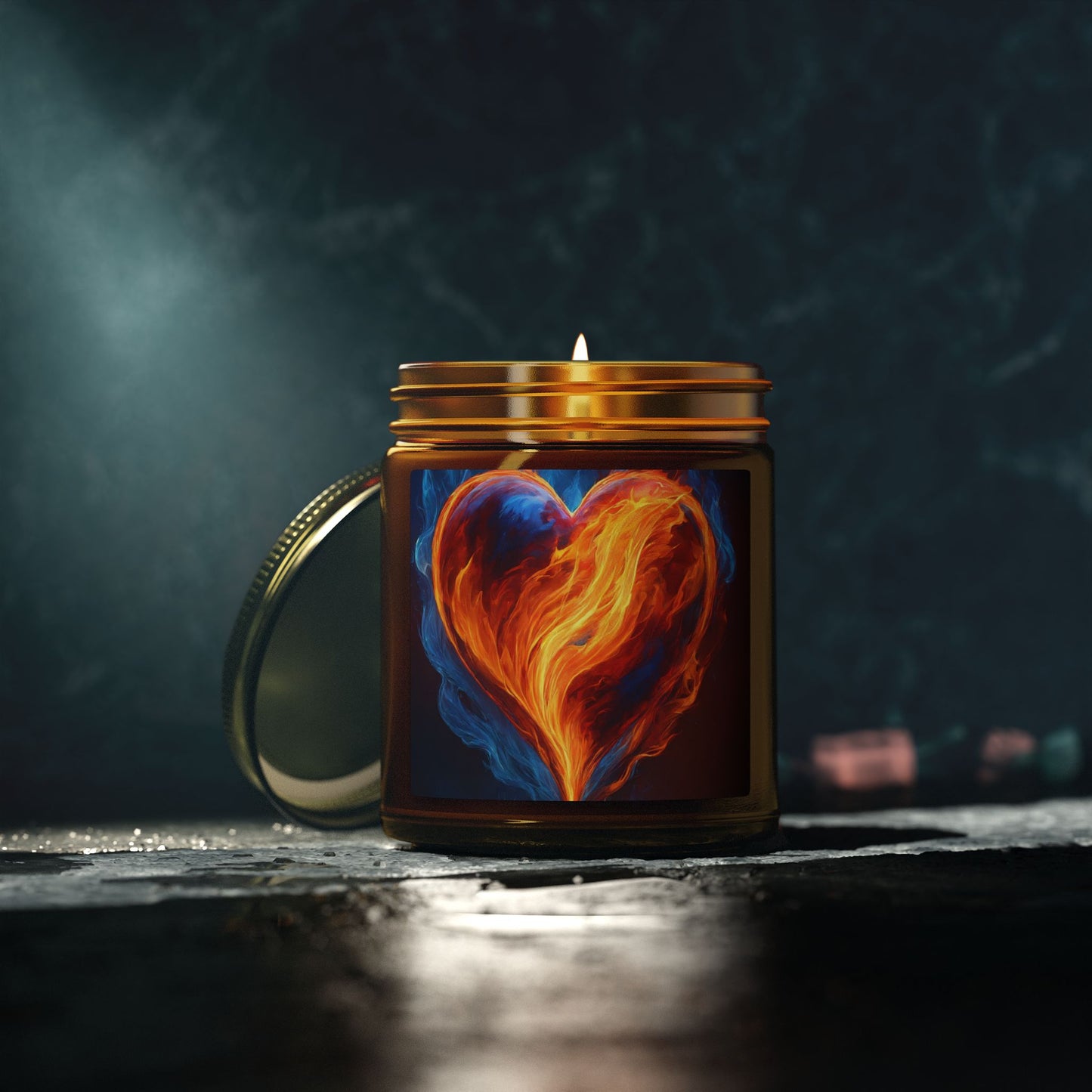 Coconut Apricot Scented Candle — Fiery Heart Jar (4oz/9oz)