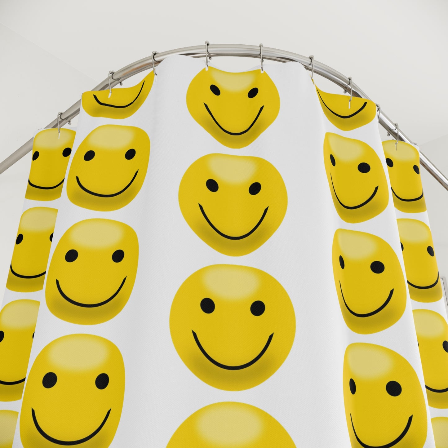 Cheerful Smile Emoji Shower Curtain | Happy Bathroom Decor, Gift for Kids, Home Accents, Birthday, Summer Vibes