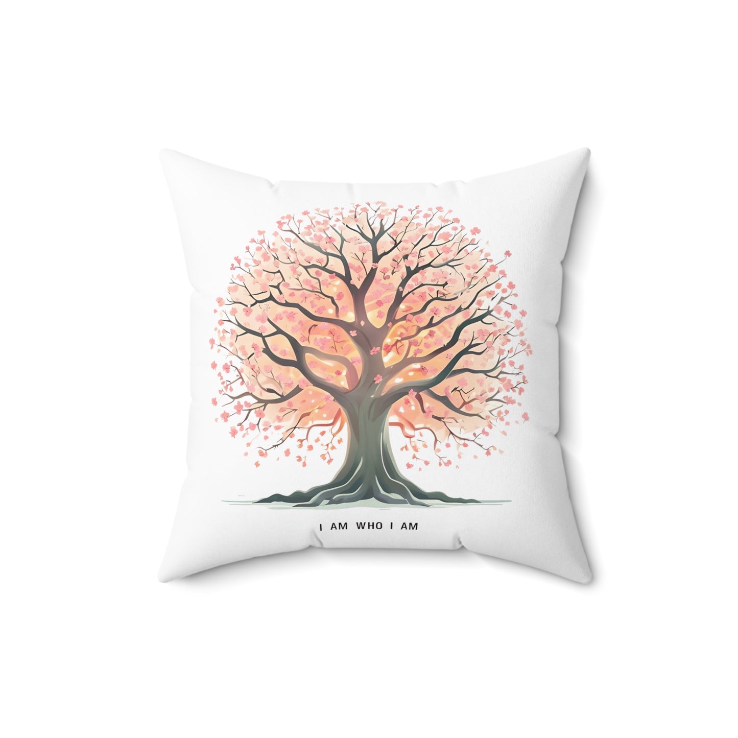 Tree of Life Throw Pillow — "I Am Who I Am" Inspirational Decorative Cushion