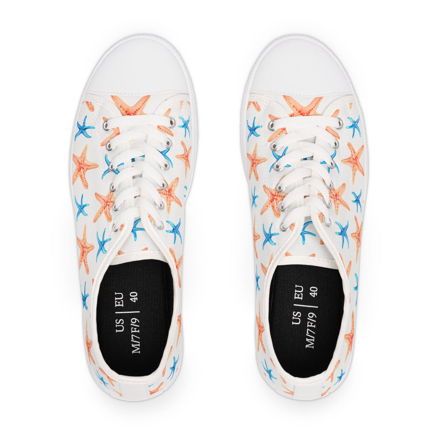 Starfish Print Sneakers — Beachy Low-Top Canvas Shoes