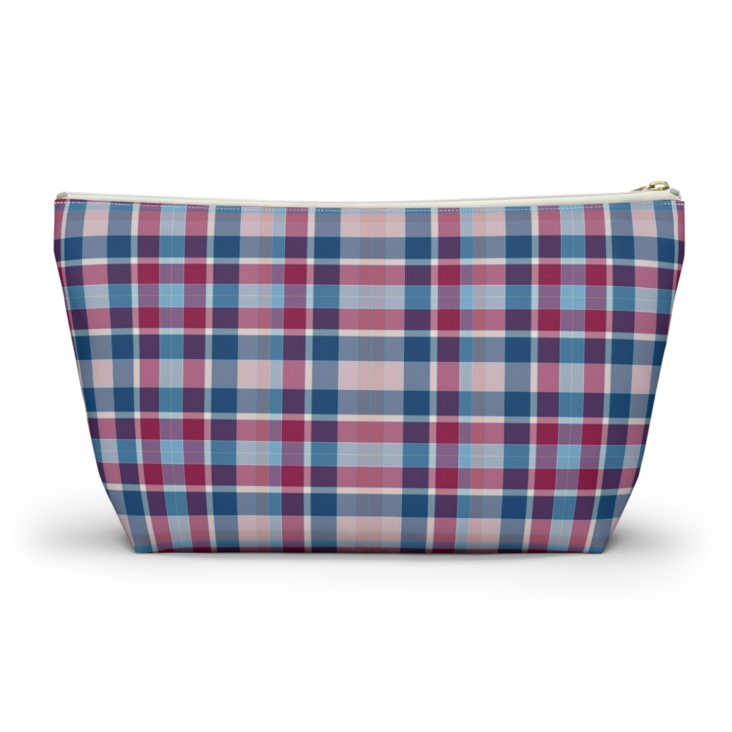 Plaid Accessory Pouch — Blue & Pink Tartan Makeup Bag