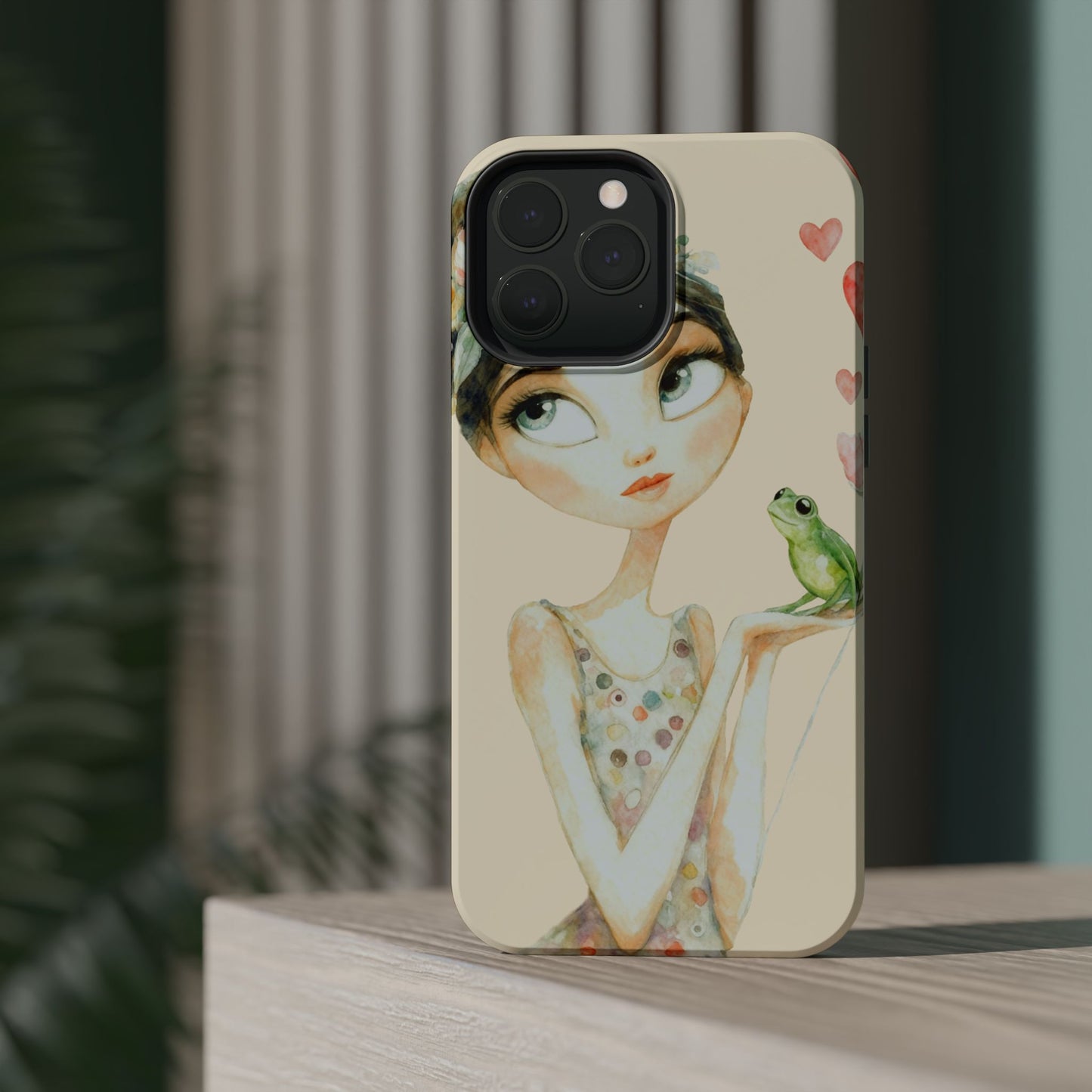 Whimsical Girl with Frog Magnetic Impact Phone Case