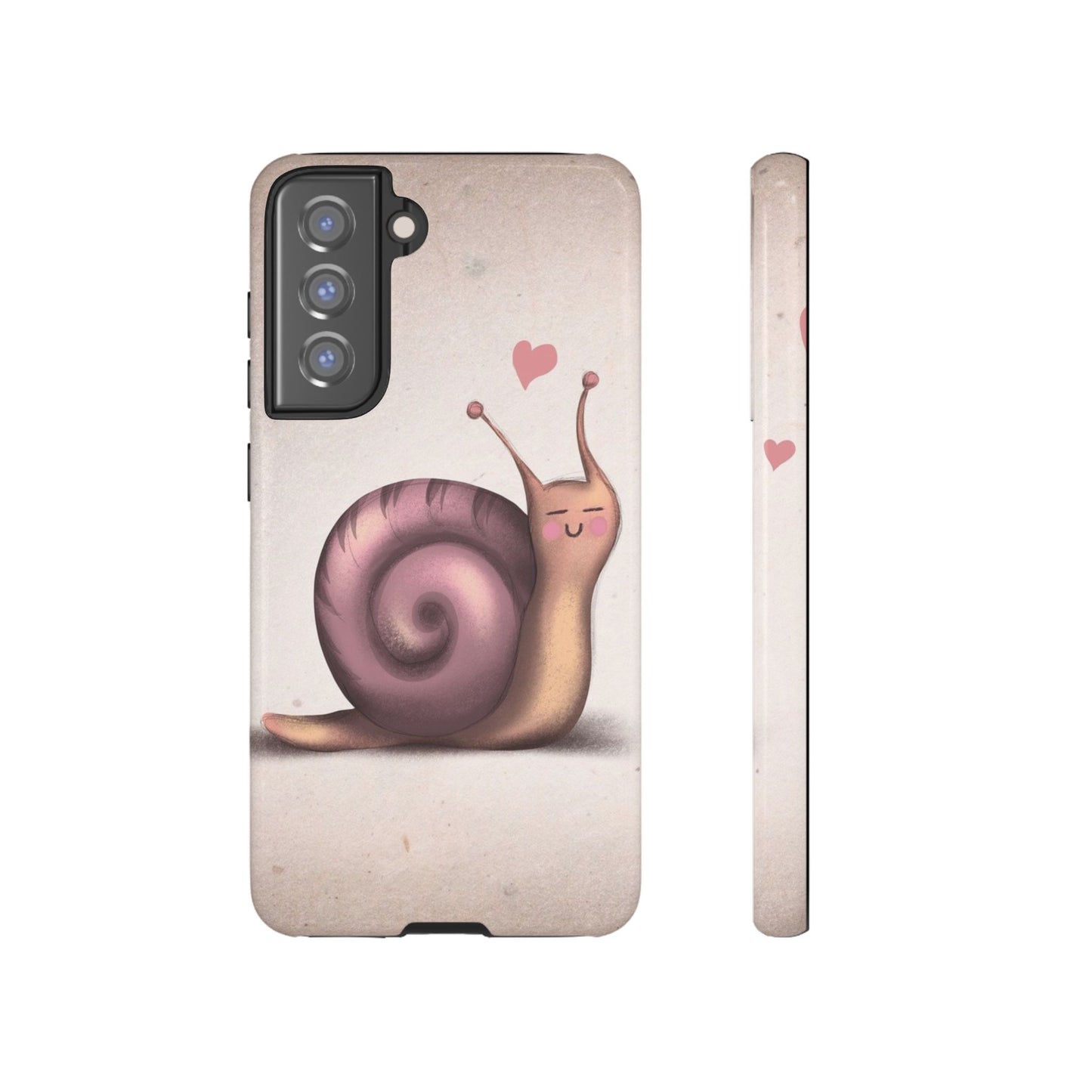 Cute Snail Phone Case — Pink Heart Cartoon Protective iPhone Cover