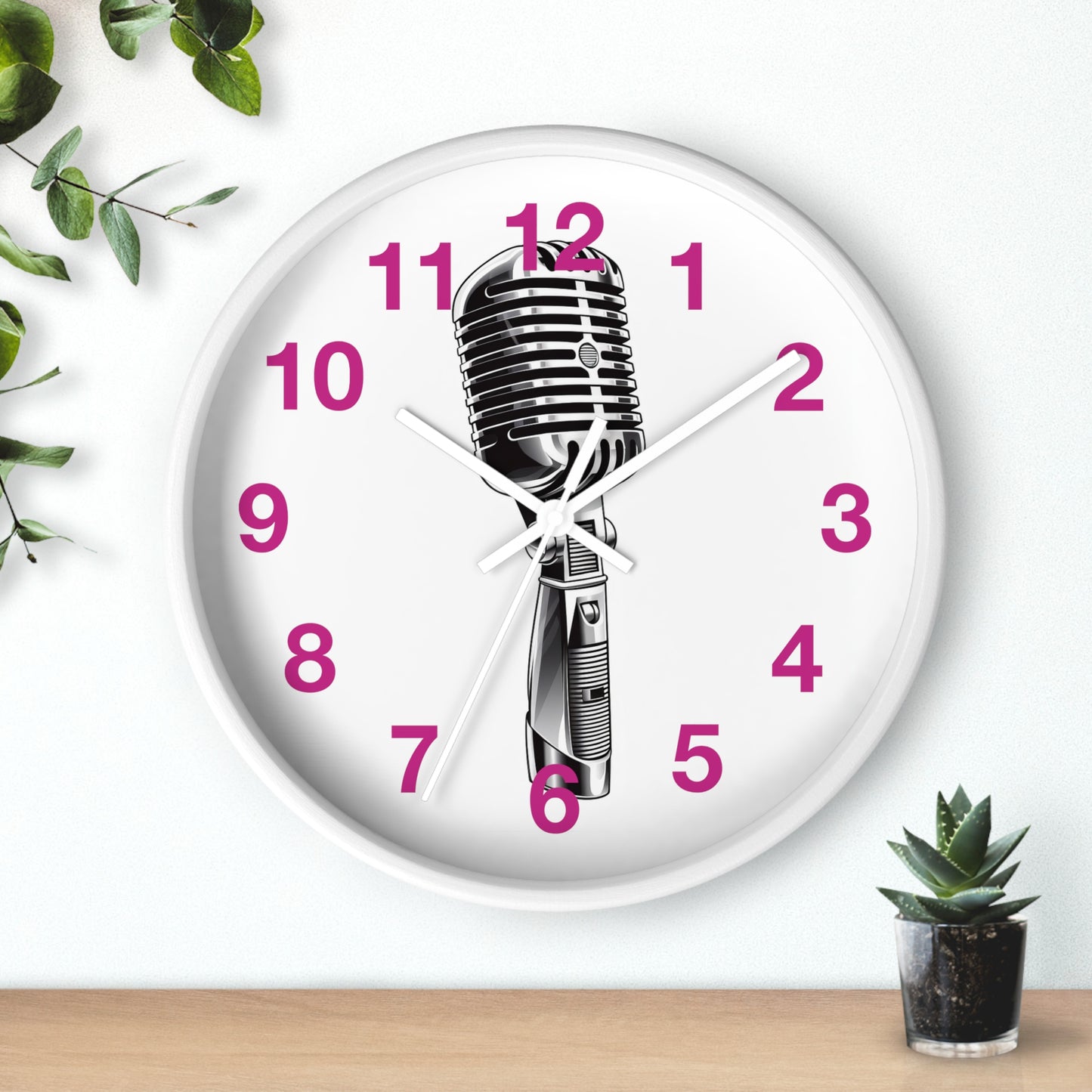 Red Numbers Optical Stripe Wall Clock | Black White Vertical Lines