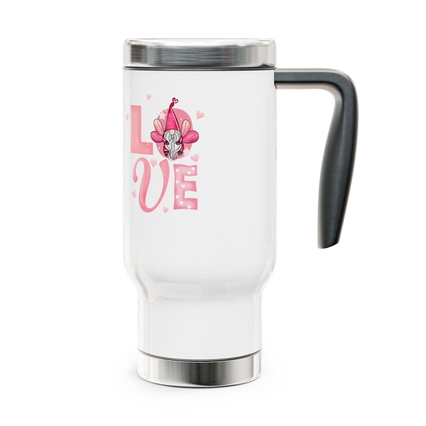 Love Floral Travel Mug — 14oz Stainless Steel Handle Tumbler