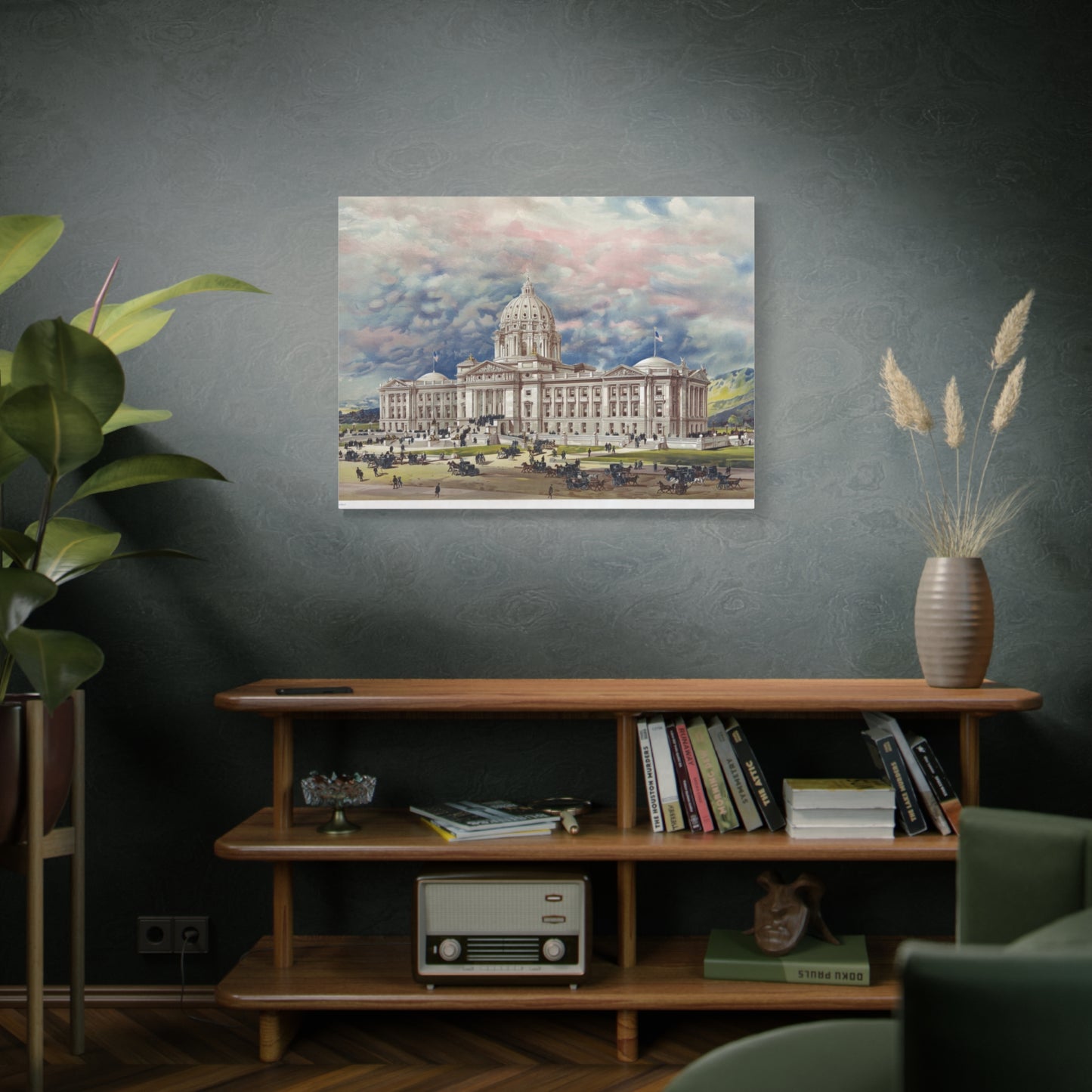 San Francisco City Hall Vintage Art Matte Canvas Print — Stretched 1.25"