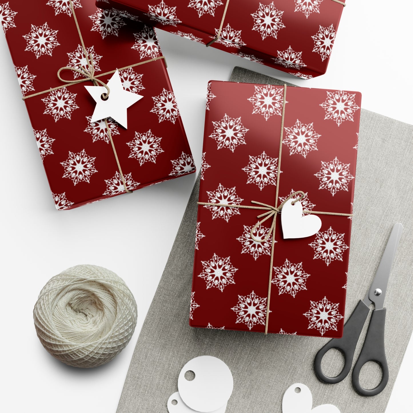 Festive Gift Wrap Paper Set, Holiday Wrapping Paper, Christmas Gift Wrap, Unique Gift Wrapping, Snowflake Design, Eco-Friendly Gift Wrap