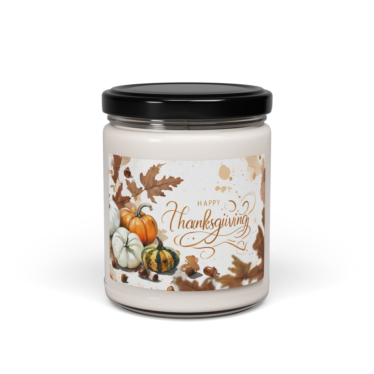 Thanksgiving Scented Soy Candle - 9oz Fall Pumpkin & Autumn Leaves Jar Candle