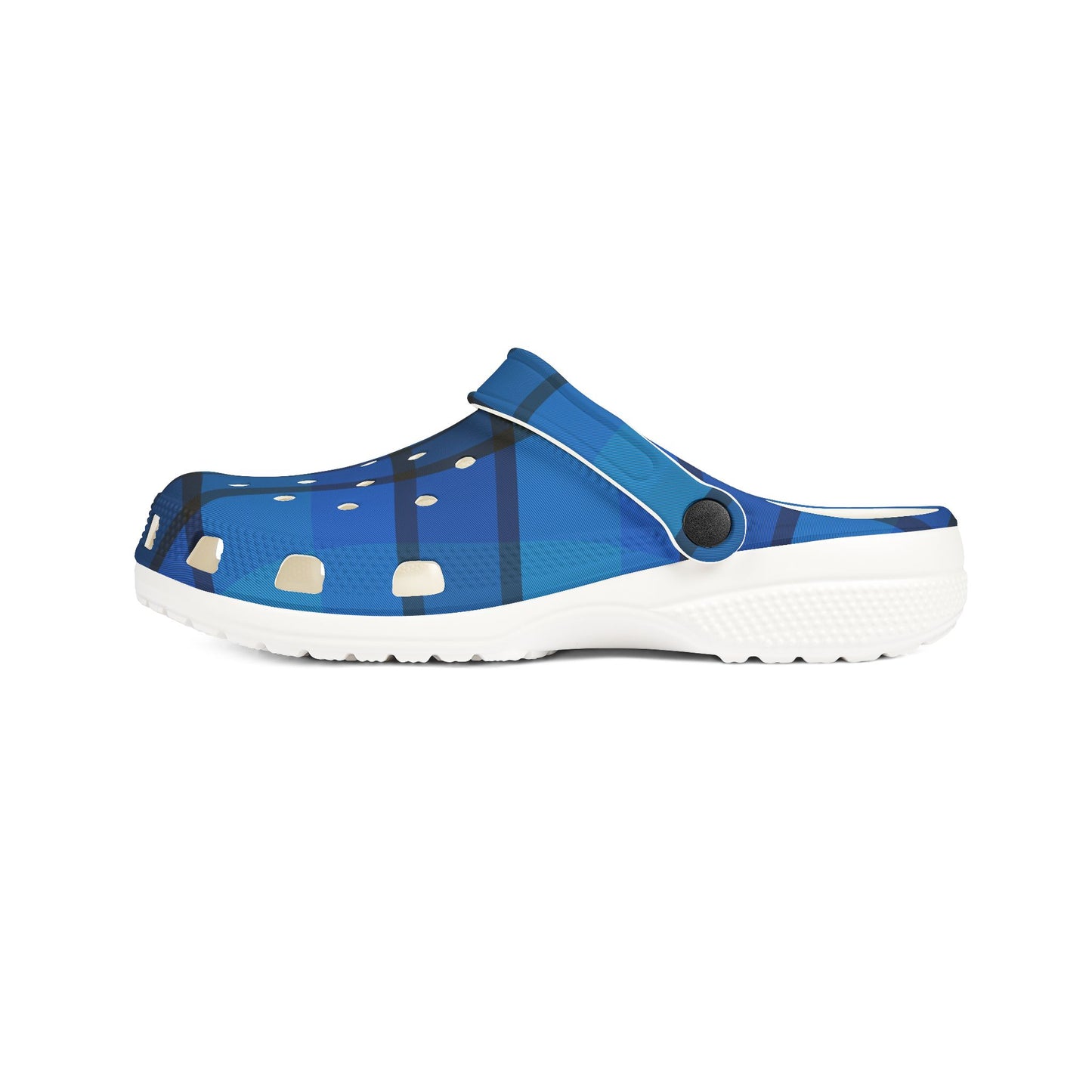 Blue Plaid EVA Foam Clogs — Lightweight Waterproof Garden Shoes