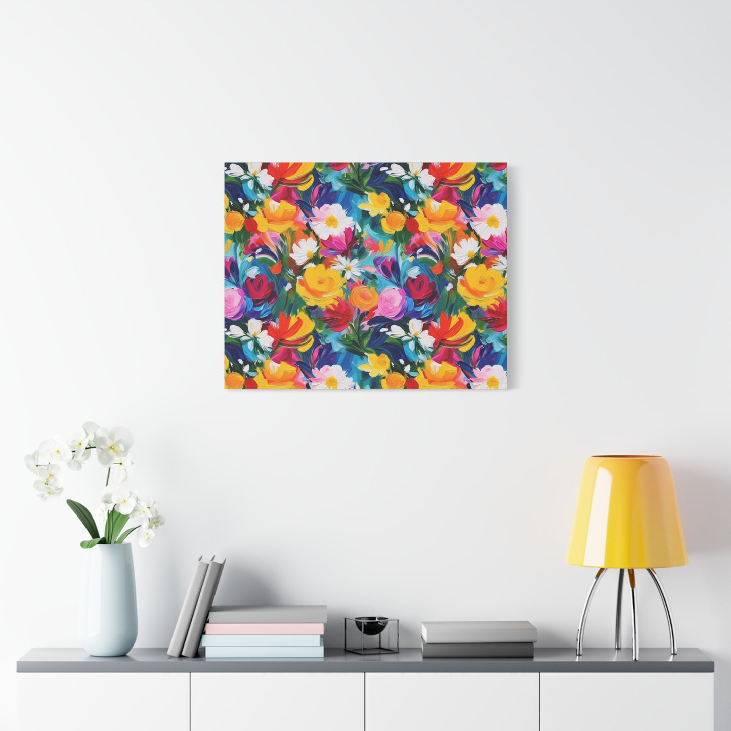 Vibrant Floral Matte Canvas Wall Art — Colorful Garden Print, Stretched 1.25"