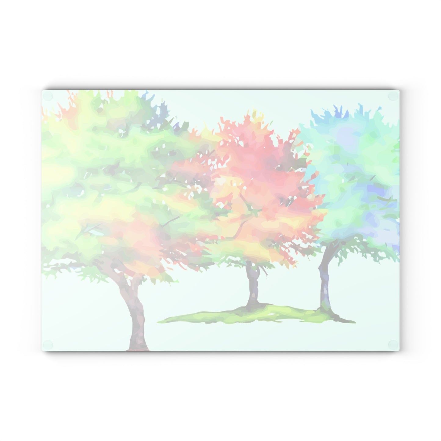 Glass Cutting Board — Colorful Watercolor Trees Kitchen Cutting Board