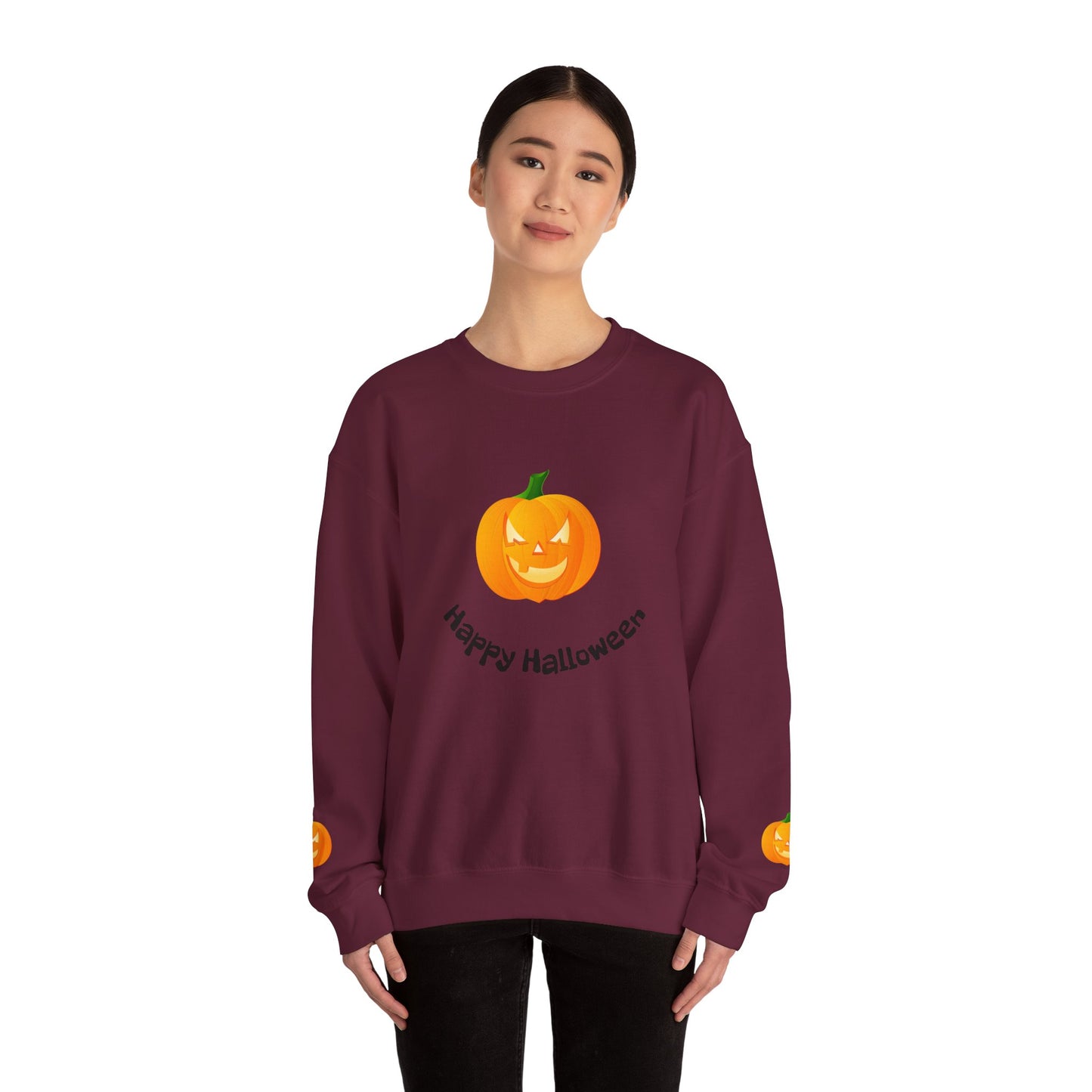 Halloween Pumpkin Sweatshirt, Cozy Fall Apparel, Unisex Crewneck for Halloween, Autumn Casual Wear, Fun Gift Idea