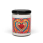 Heart Art Soy Candle — 9oz Scented Jar (Colorful Retro Heart Design)