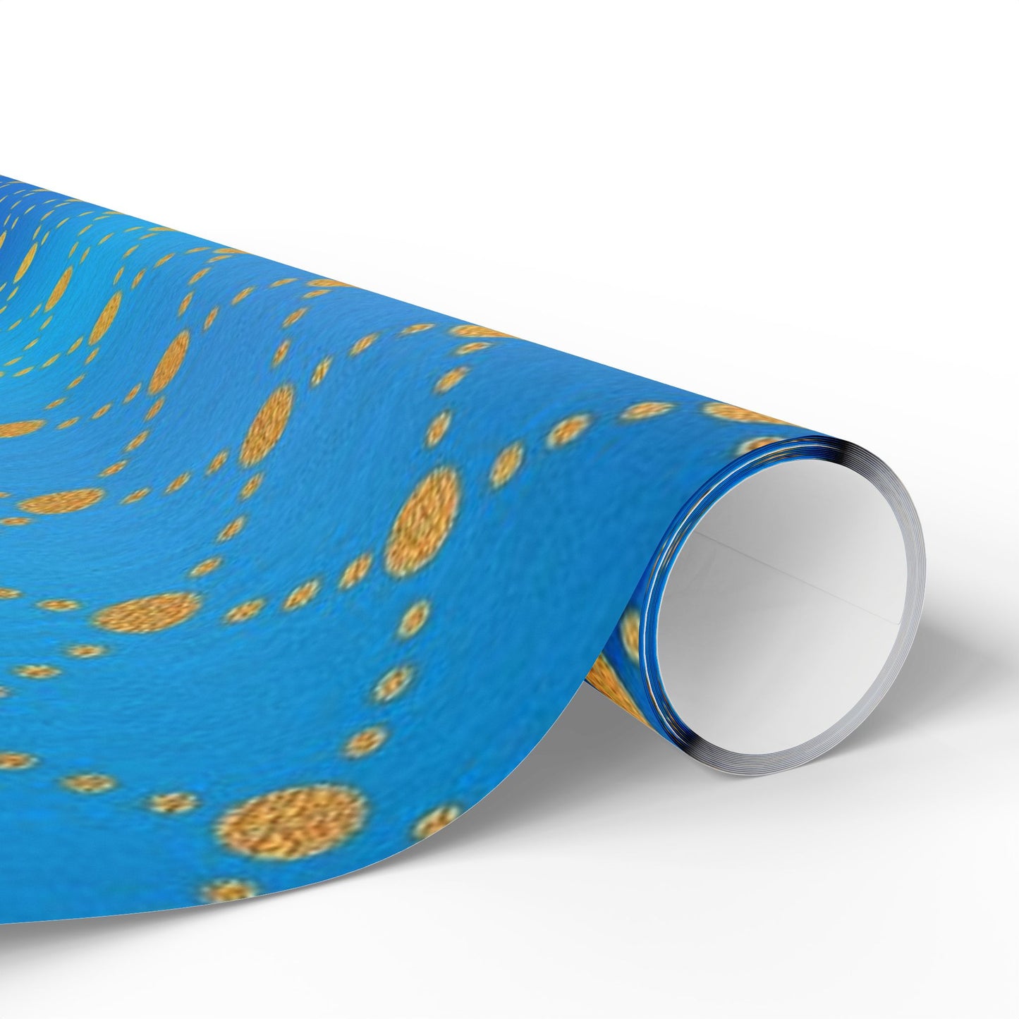 Blue Gold Dotted Swirl Wrapping Paper Roll — Decorative Gift Wrap