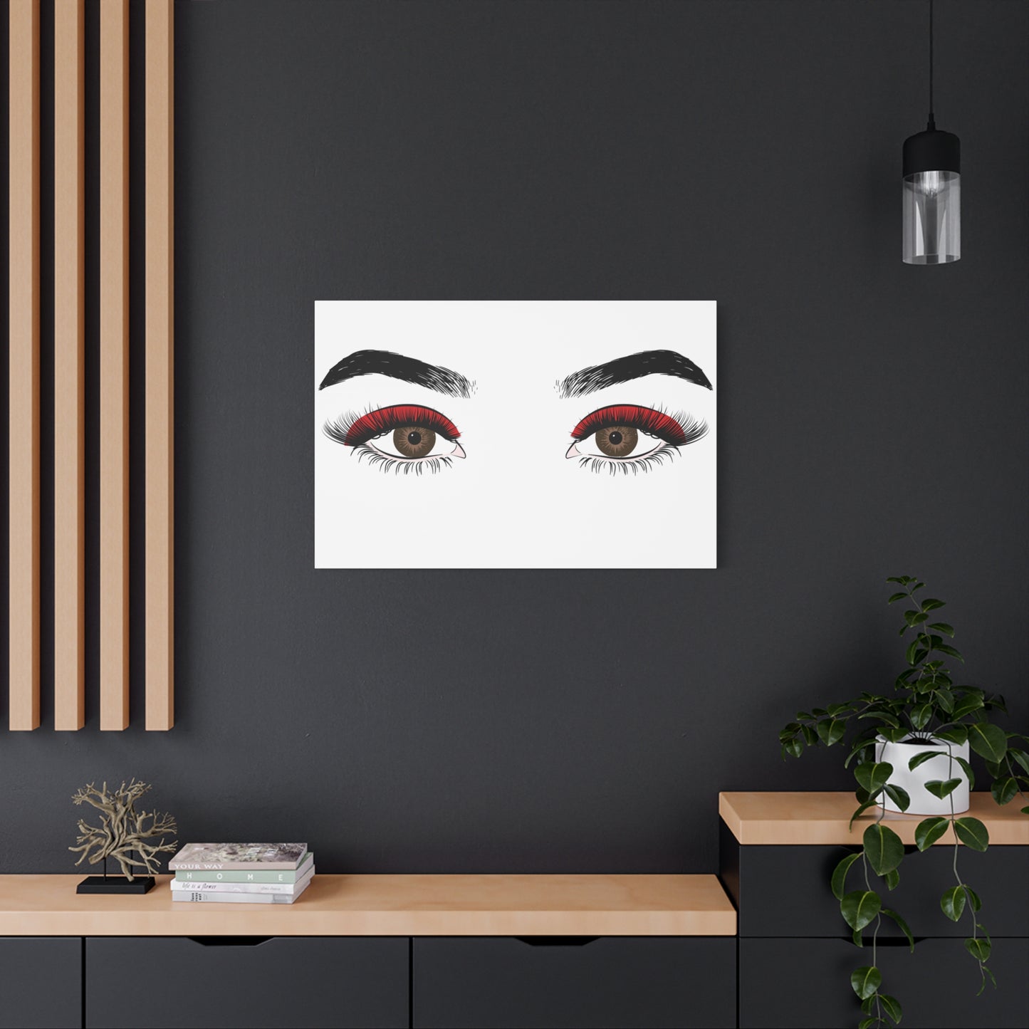 Red Lashes Wall Art Canvas — Glam Eyes Makeup Decor