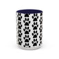 Paw Print Accent Coffee Mug - Dog Lover Gift, Black and White Pet Mug, Cute Animal Decor, Personalized Pet Owner Present, Coffee Tea Cup