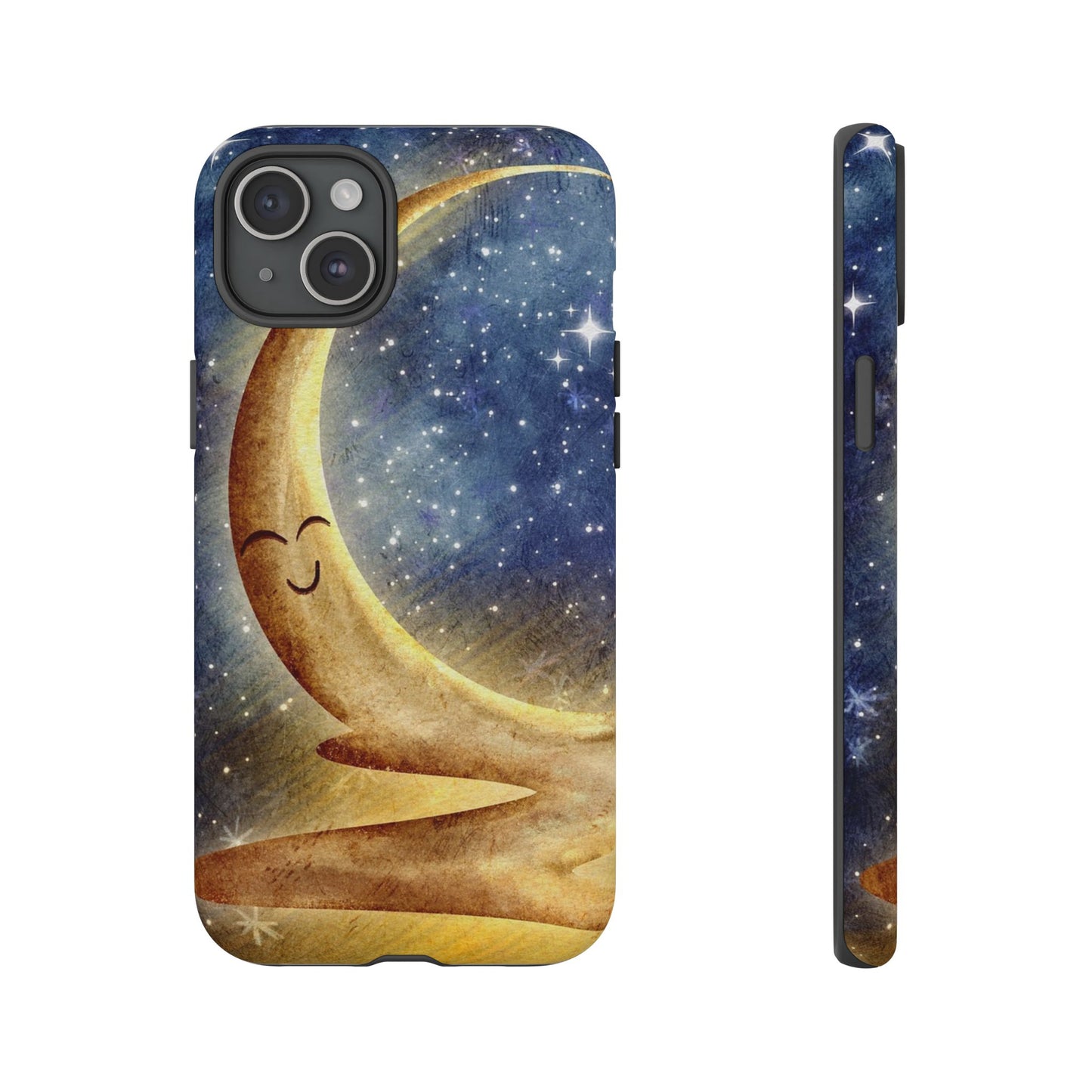 Moonlit Smile Phone Case — Starry Night Crescent Moon iPhone Cover