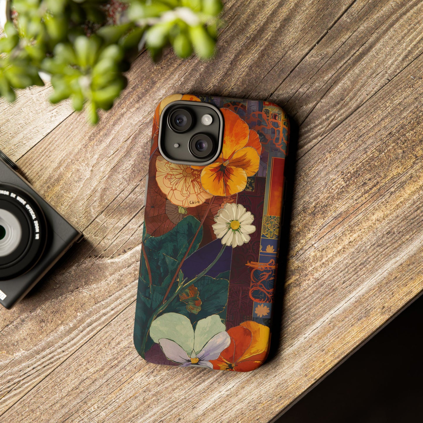 Floral Pansy Tough Phone Case — Vintage Botanical Protection