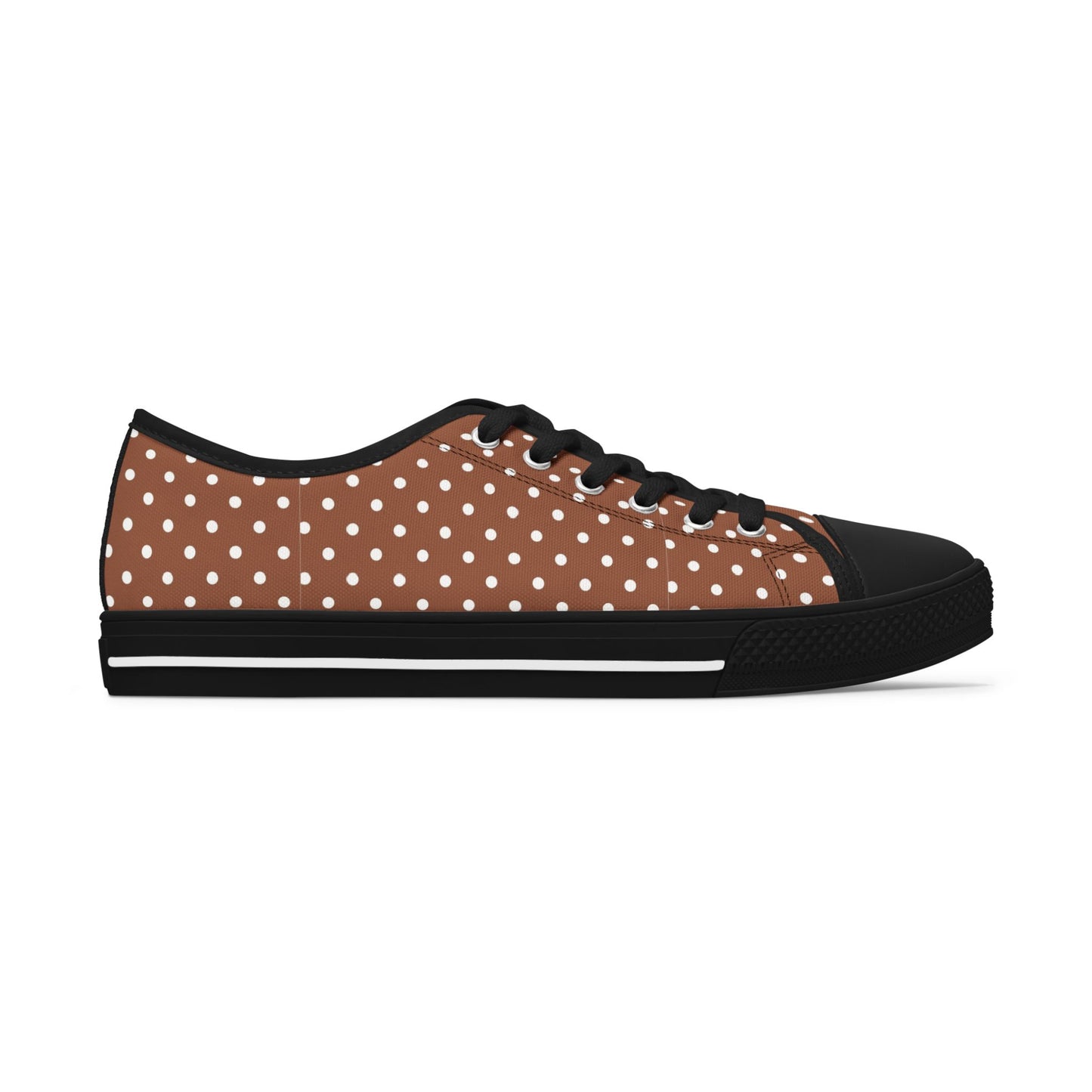 Brown Polka Dot Low Top Sneakers —  Casual Retro Canvas Shoes