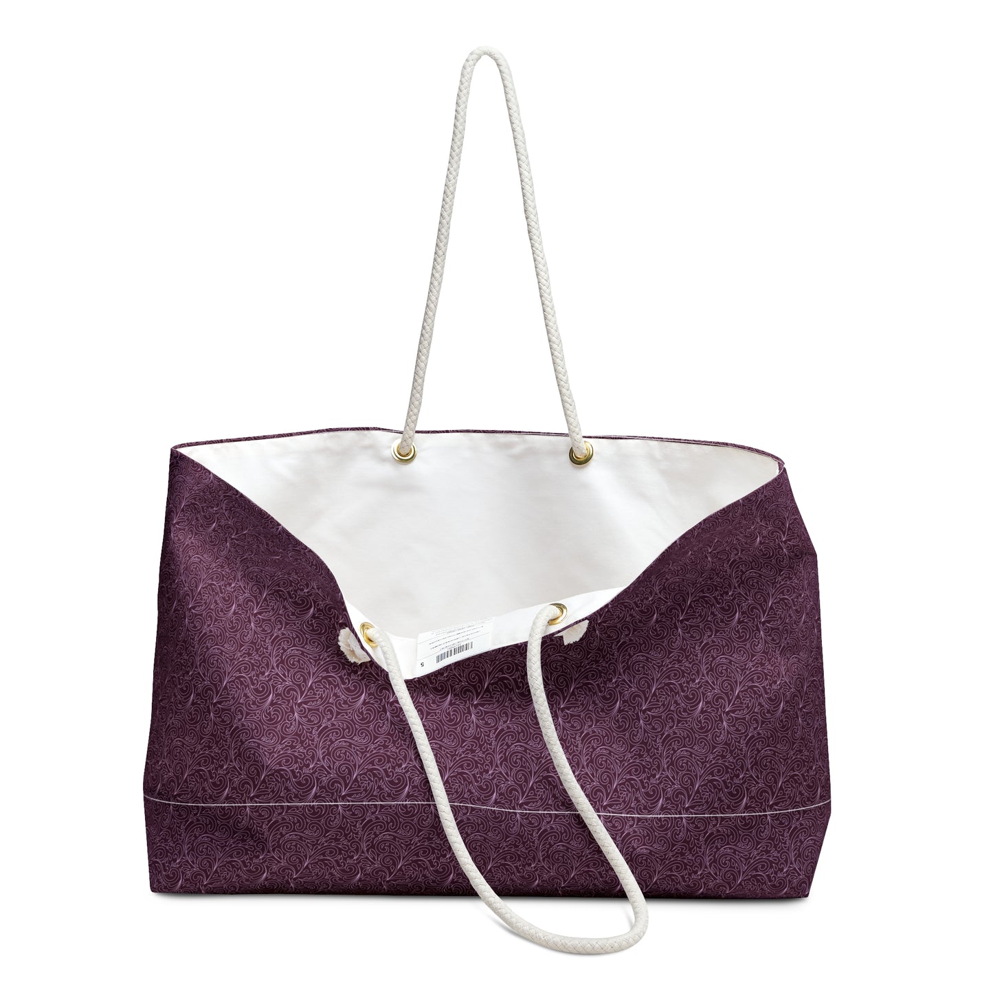 Plum Textured Weekender Bag – Large Travel Tote with Rope Handles