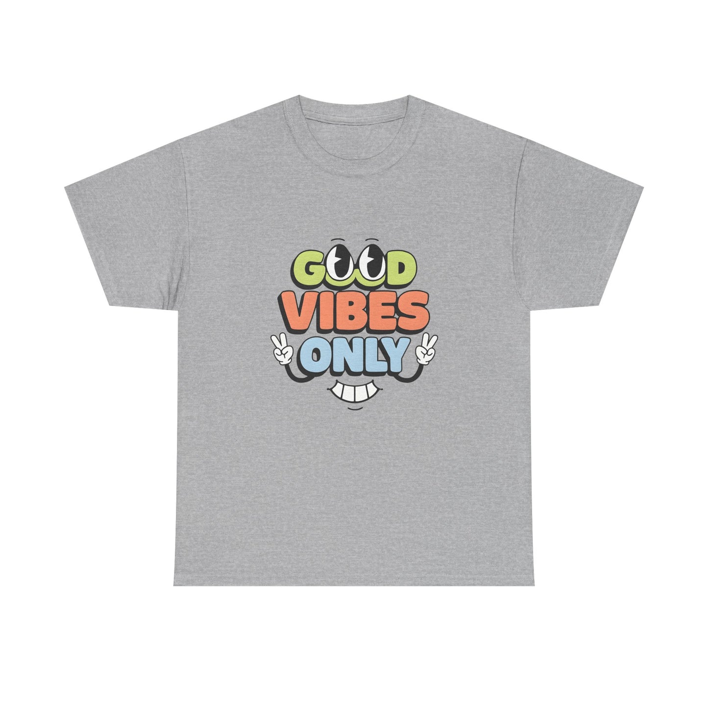 Good Vibes Only Unisex Heavy Cotton Tee, Casual Tee, Positive Message Shirt, Summer Fashion, Gift for Friends, Outdoor Wear