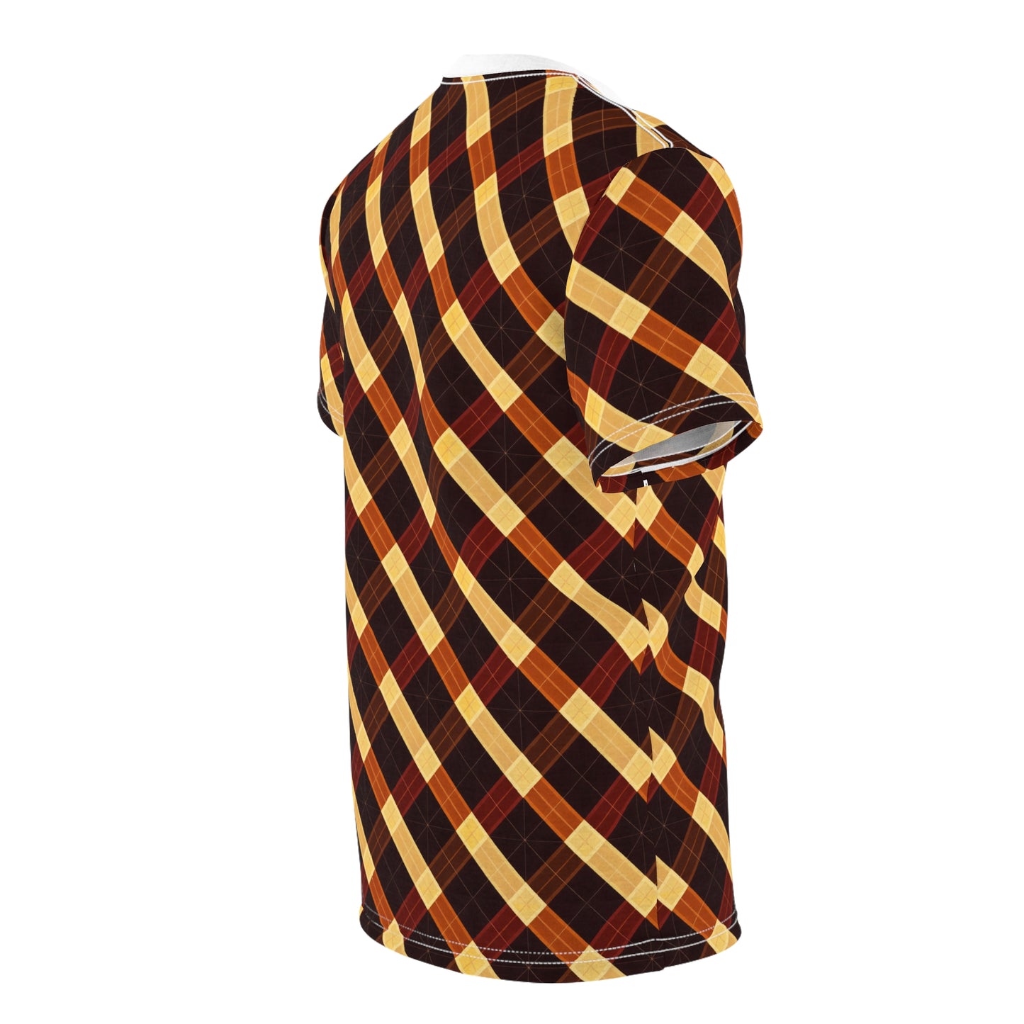 Plaid Diagonal Tee — Autumn Brown & Mustard All-Over Print T-Shirt
