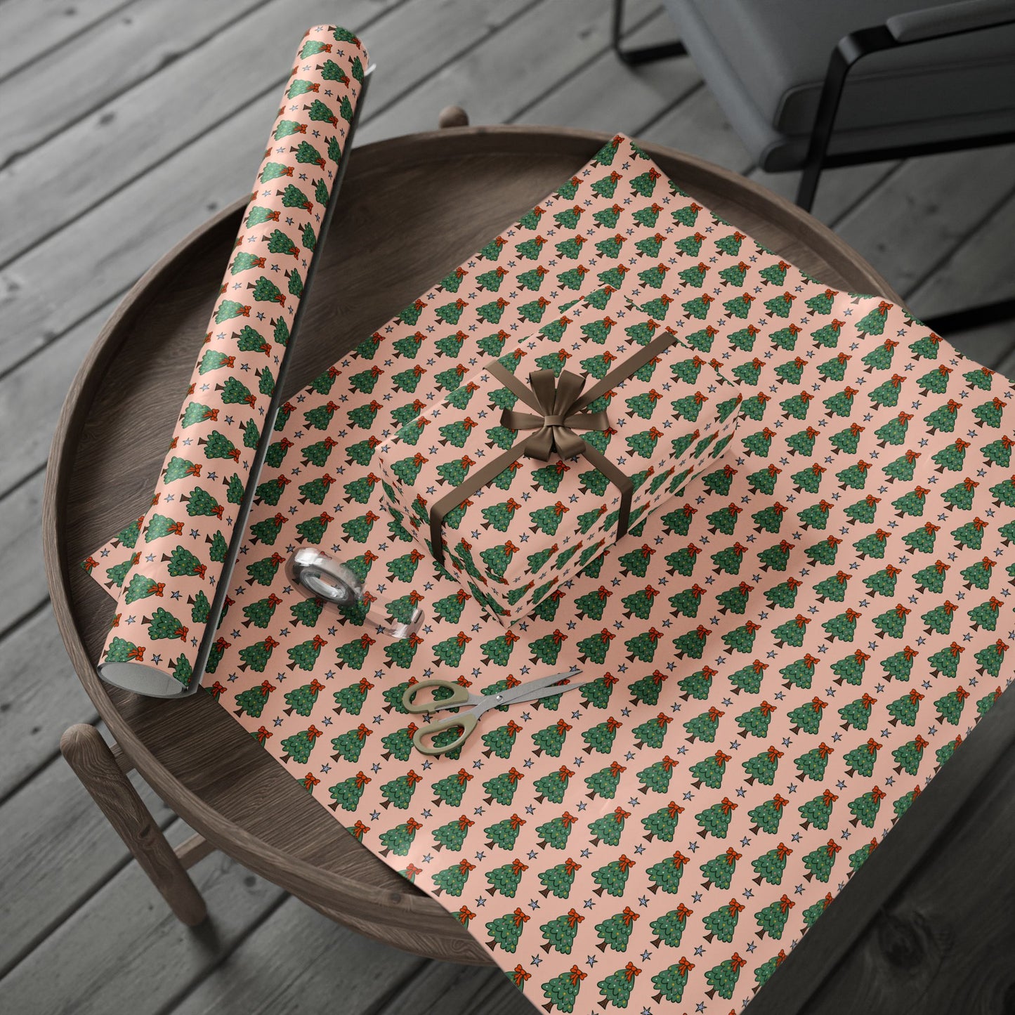 Christmas Tree Pattern Wrapping Paper Roll — Festive Gift Wrap for Holidays & Parties