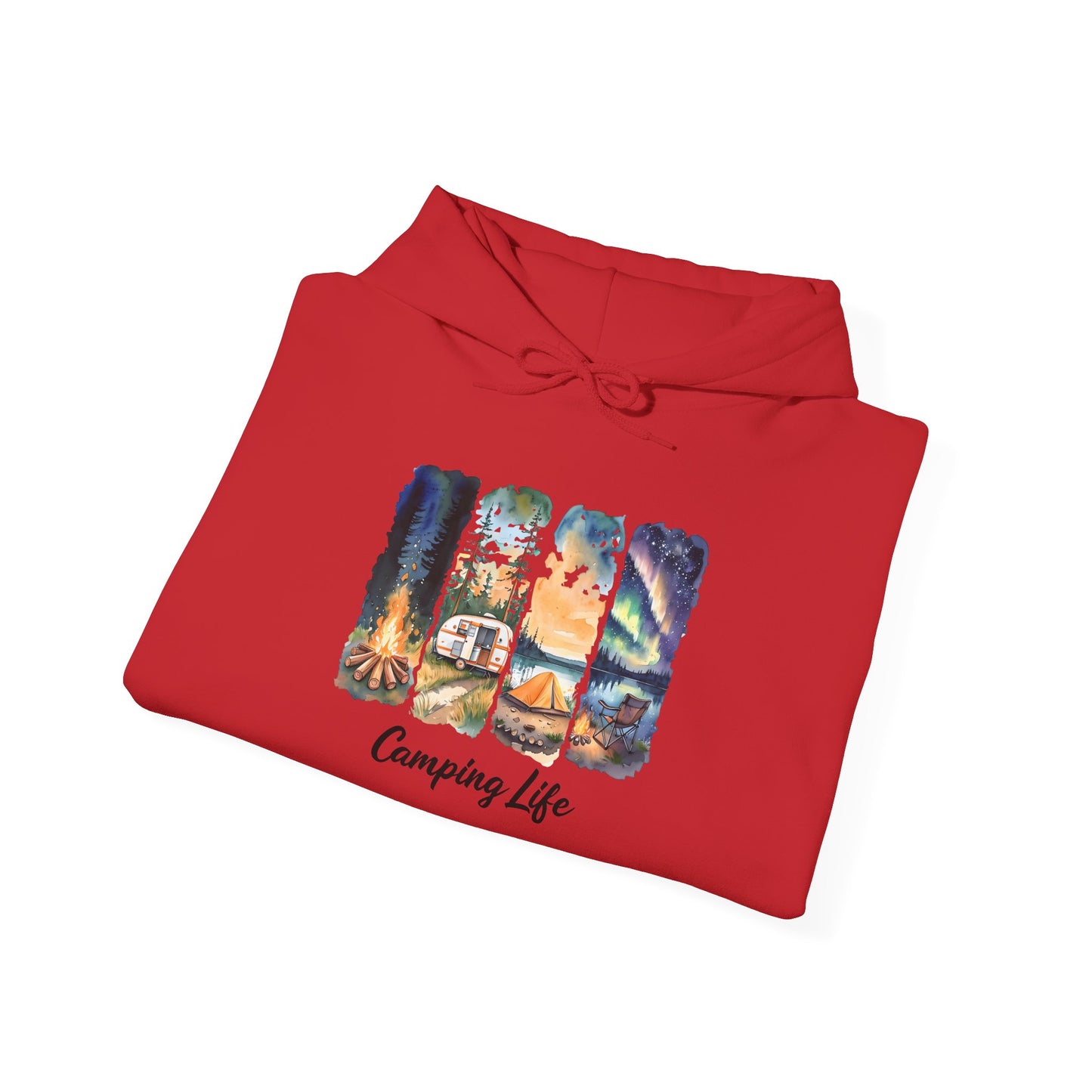 Camping Life Hoodie – Outdoor Illustrated Campsite Scenes